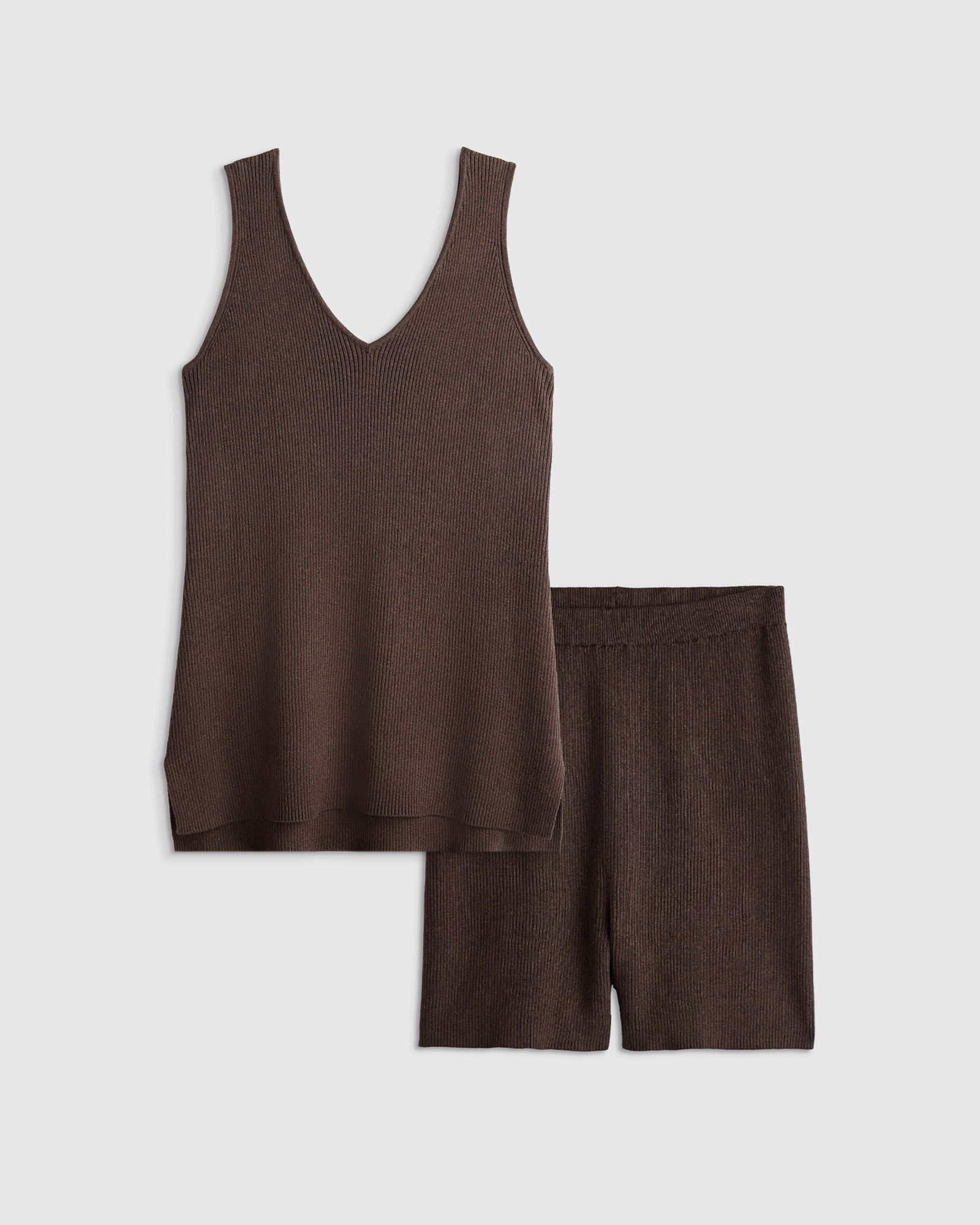 Mocha Heather Cotton Cashmere Modern Mama Summer Tank Set