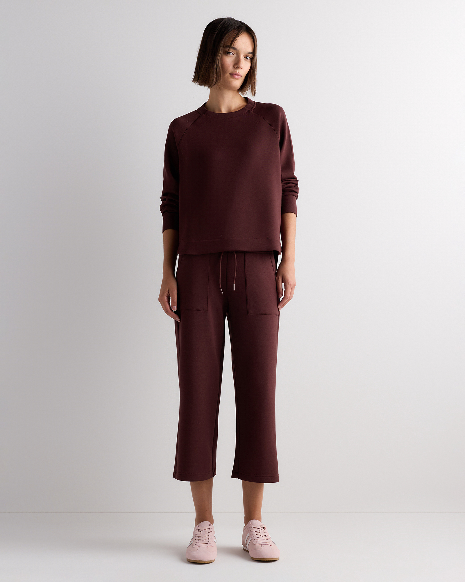 Rich Mahogany Brown CloudComfort High-Rise Cropped Sweatpants