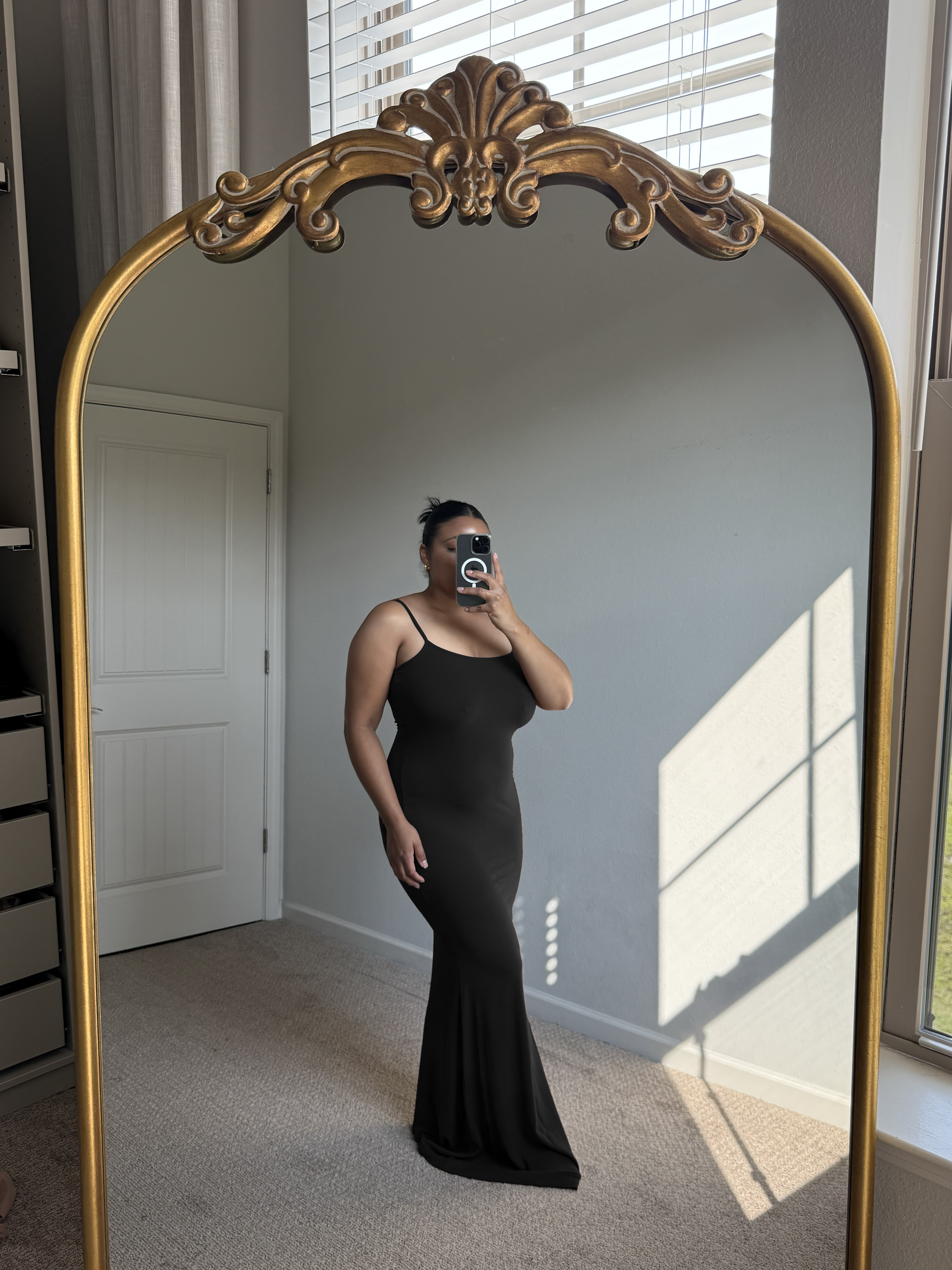 Black Tencel Rib Knit Maxi Slip Dress