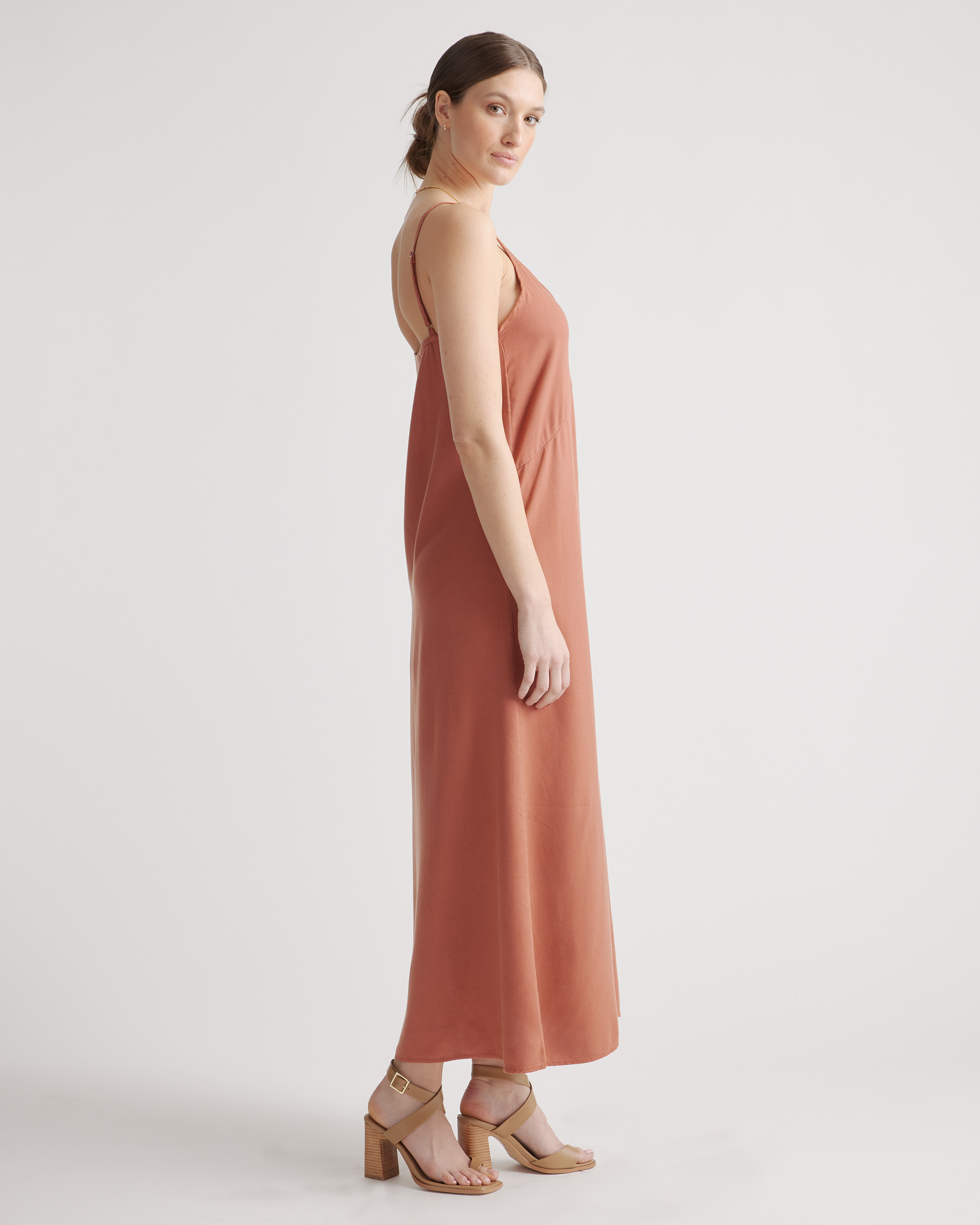 Vintage Wash Tencel Maxi Slip Dress in Terracotta