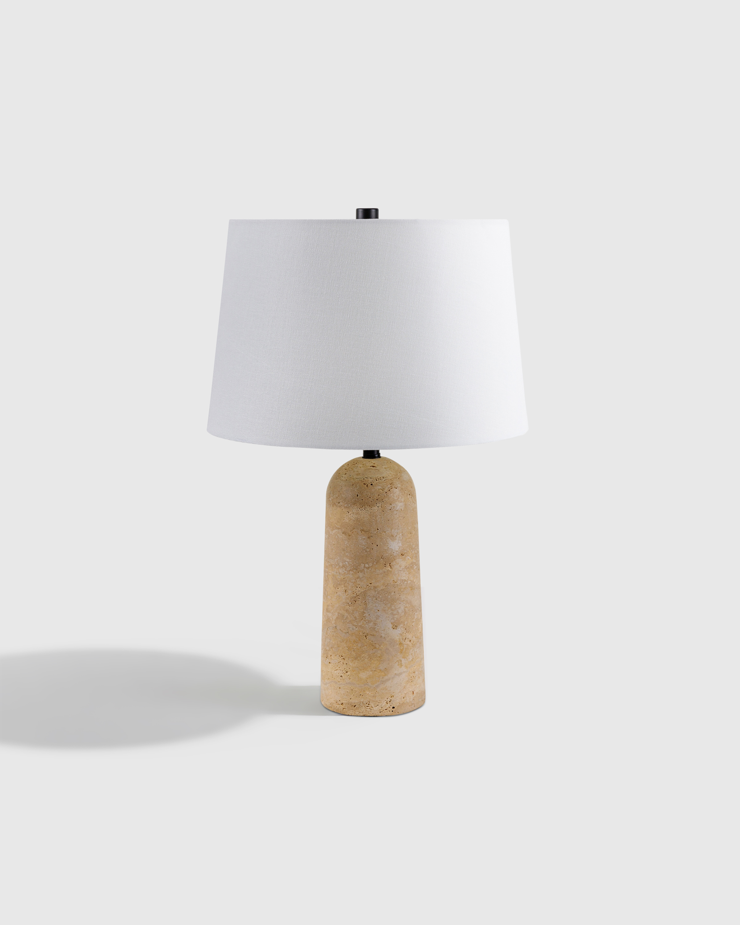 Travertine Table Lamp with Drum Shade - Beige, Dome