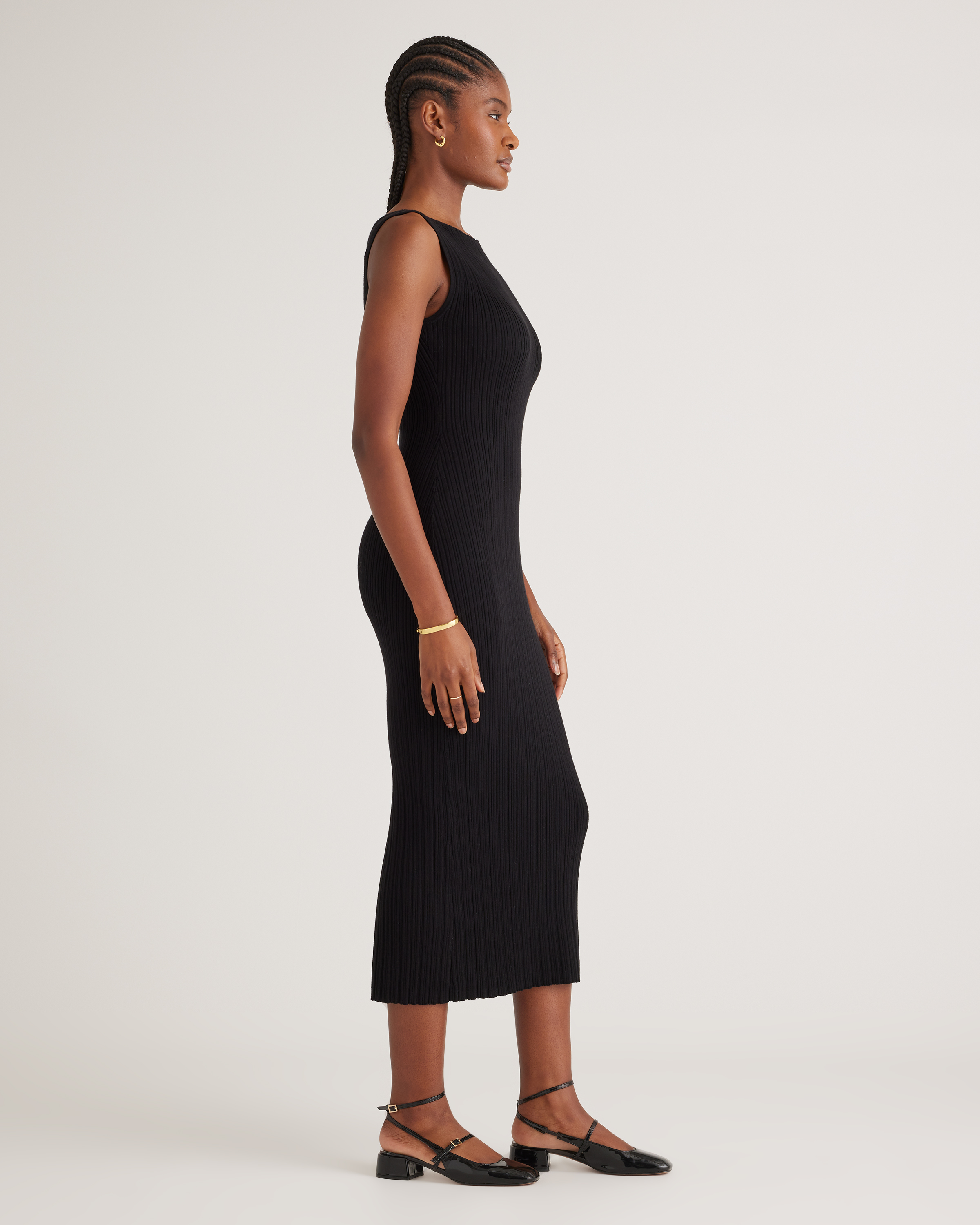 strapless open back dress Sleeveless Rib Knit Midi Dress
