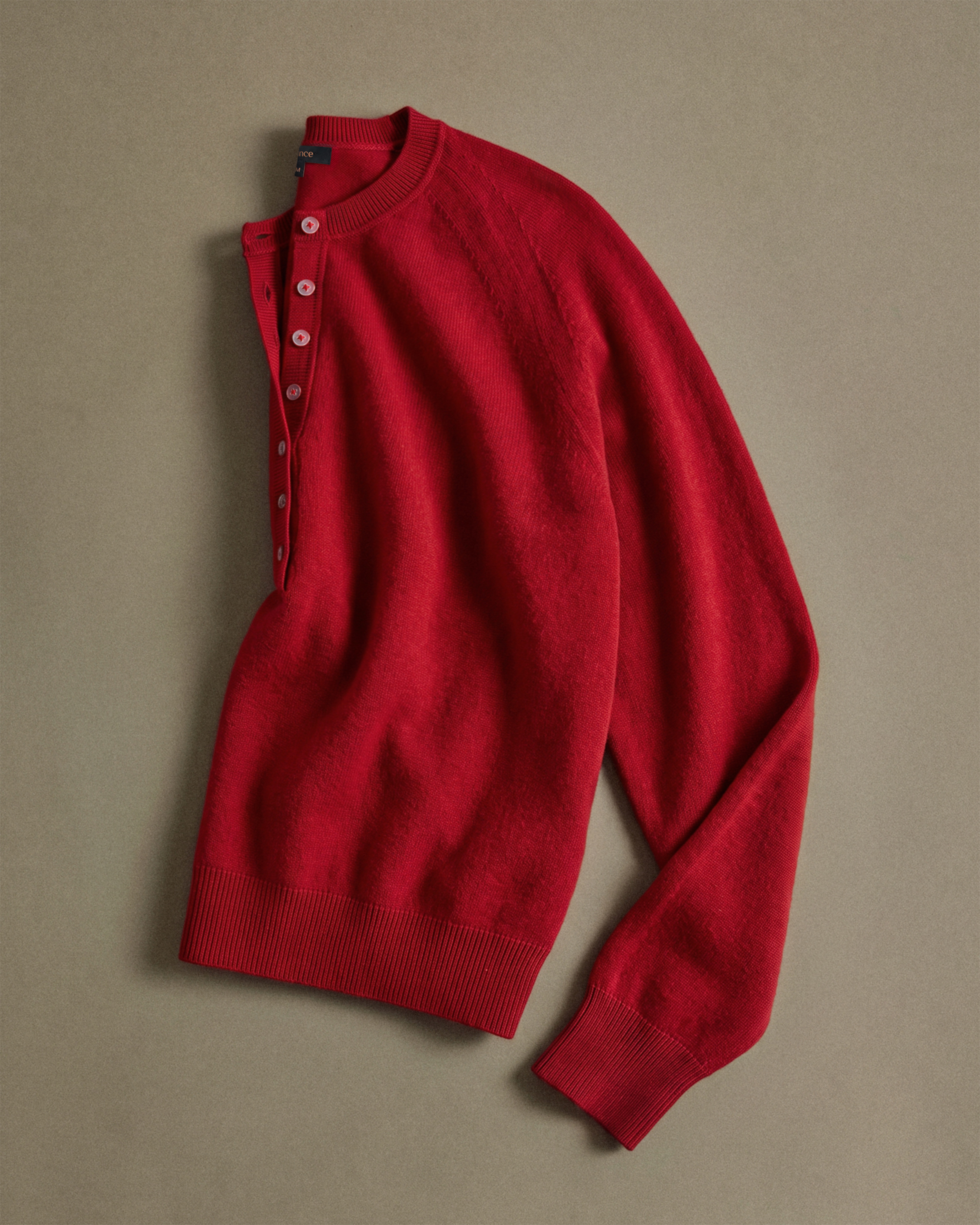 Mongolian Cashmere Dolman Sleeve Henley Sweater