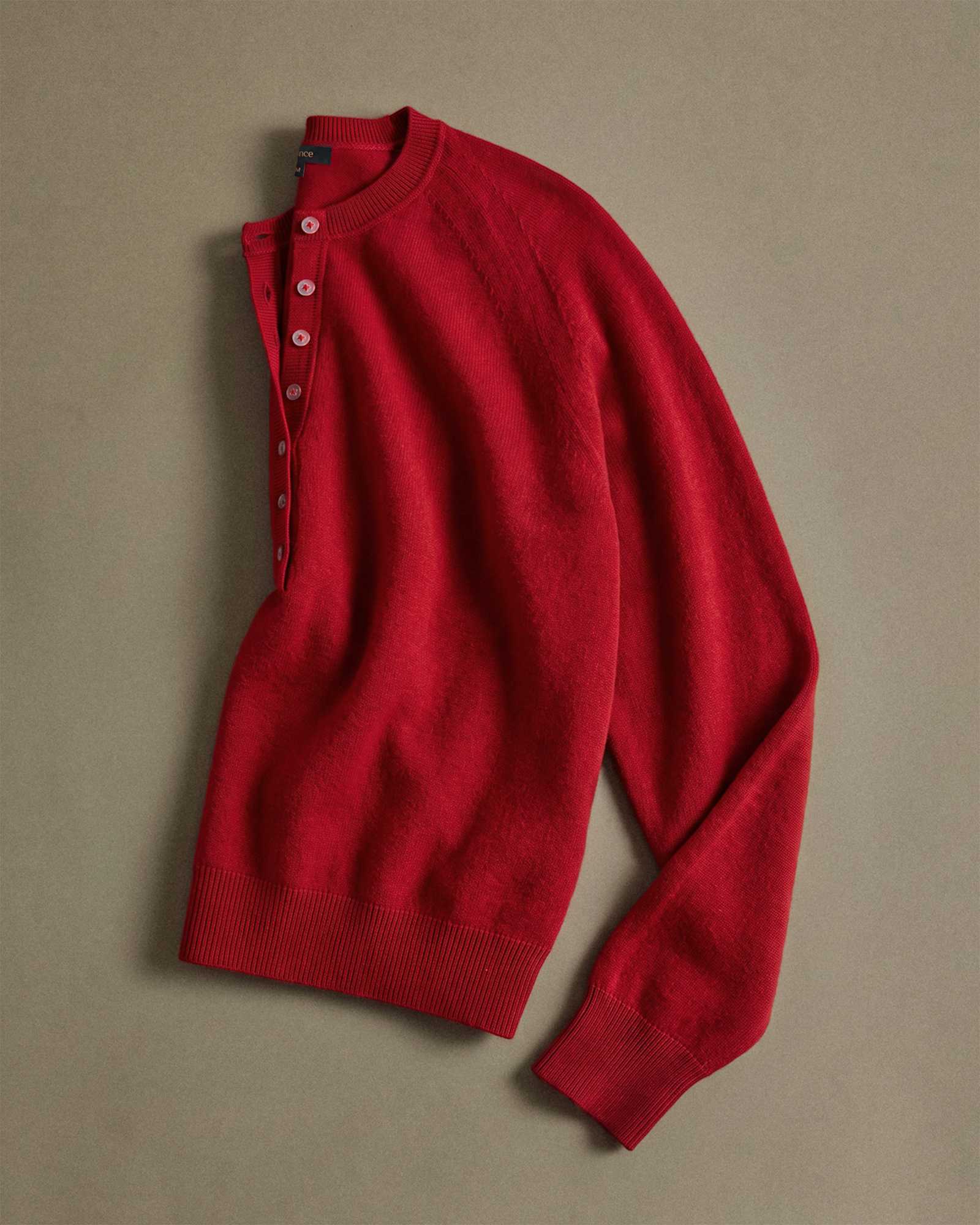 Mongolian Cashmere Dolman Sleeve Henley Sweater
