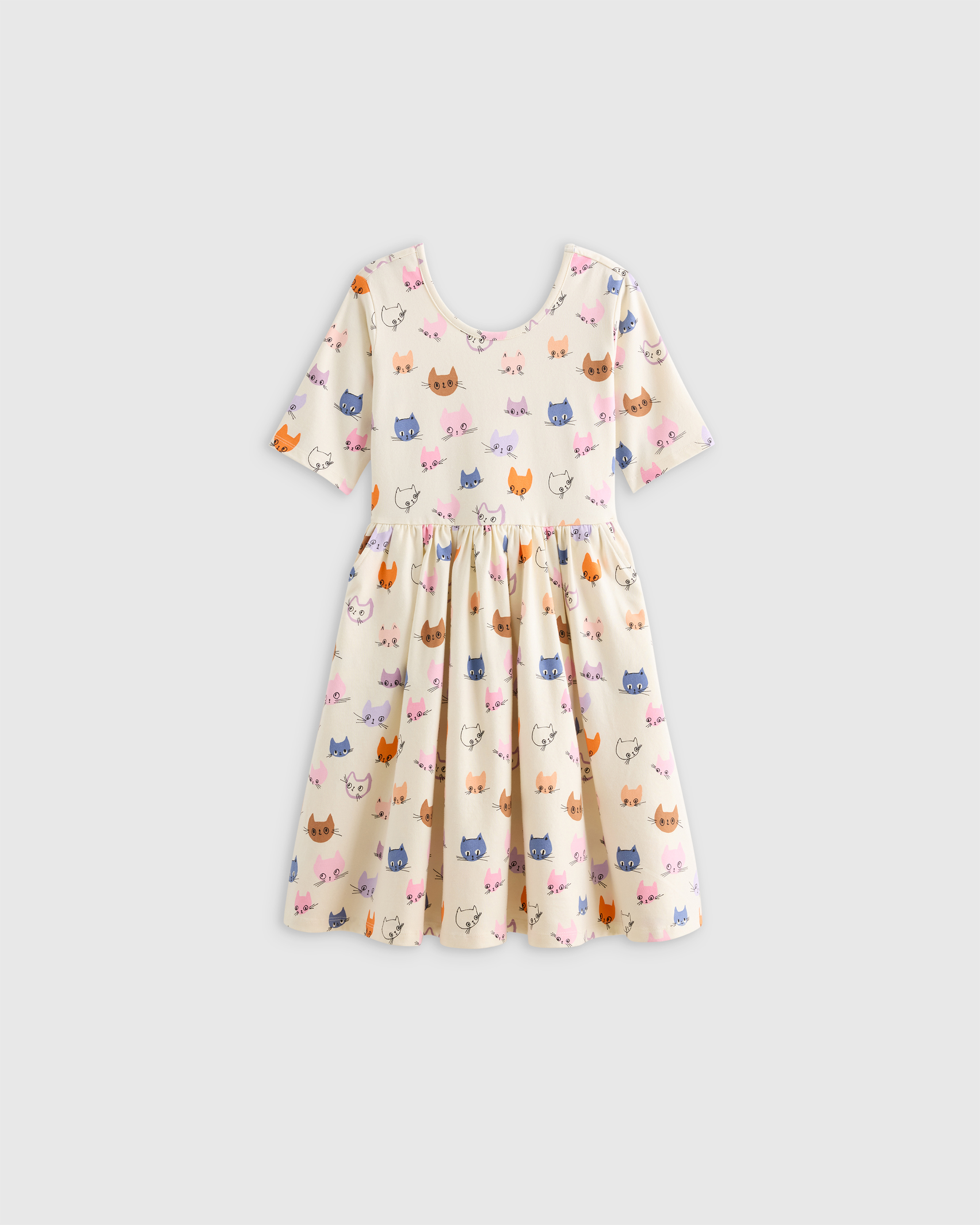 Cat Faces Organic Cotton Skater Dress 