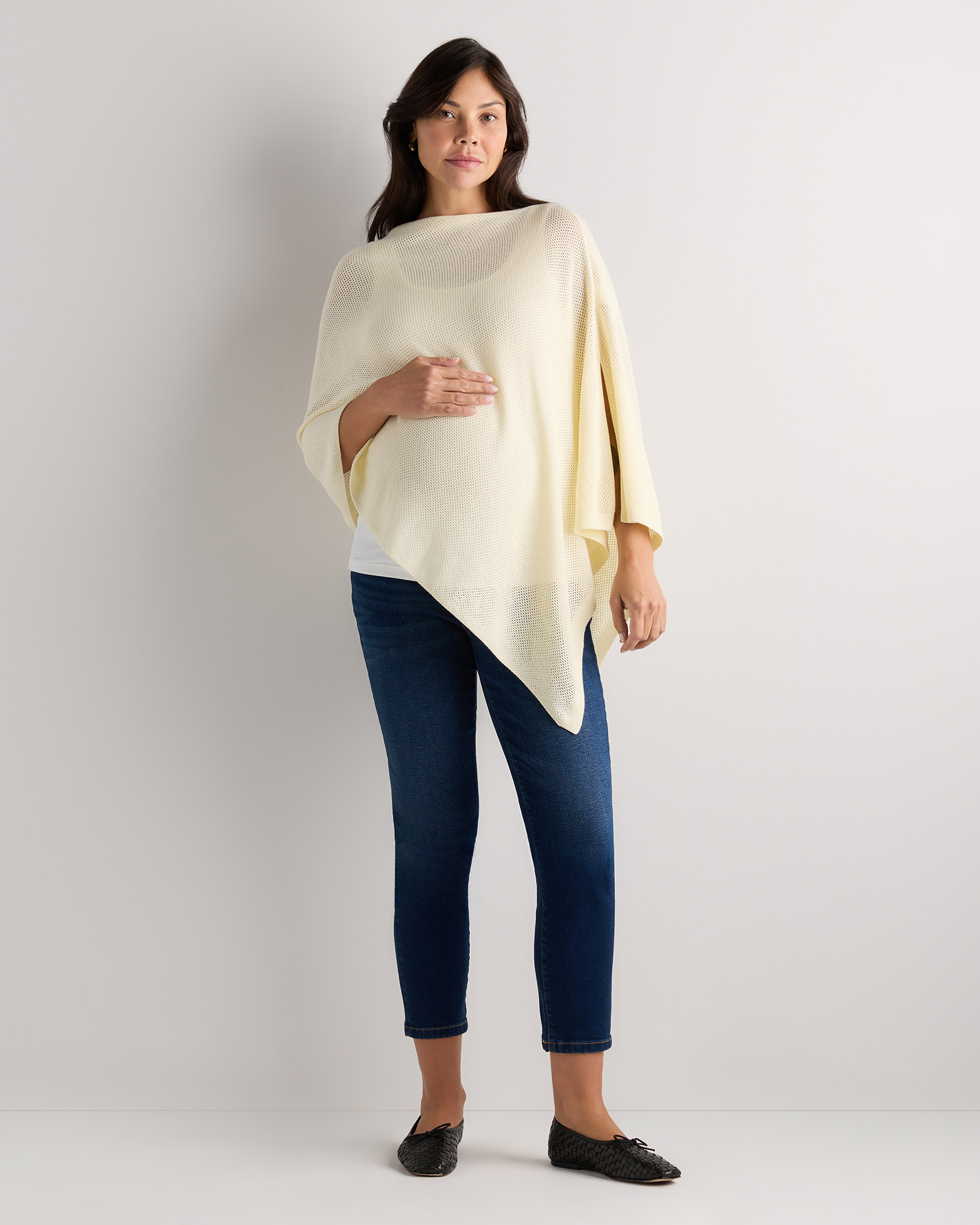 Pale Custard Yellow Lightweight Cotton Cashmere Nursing Shawl