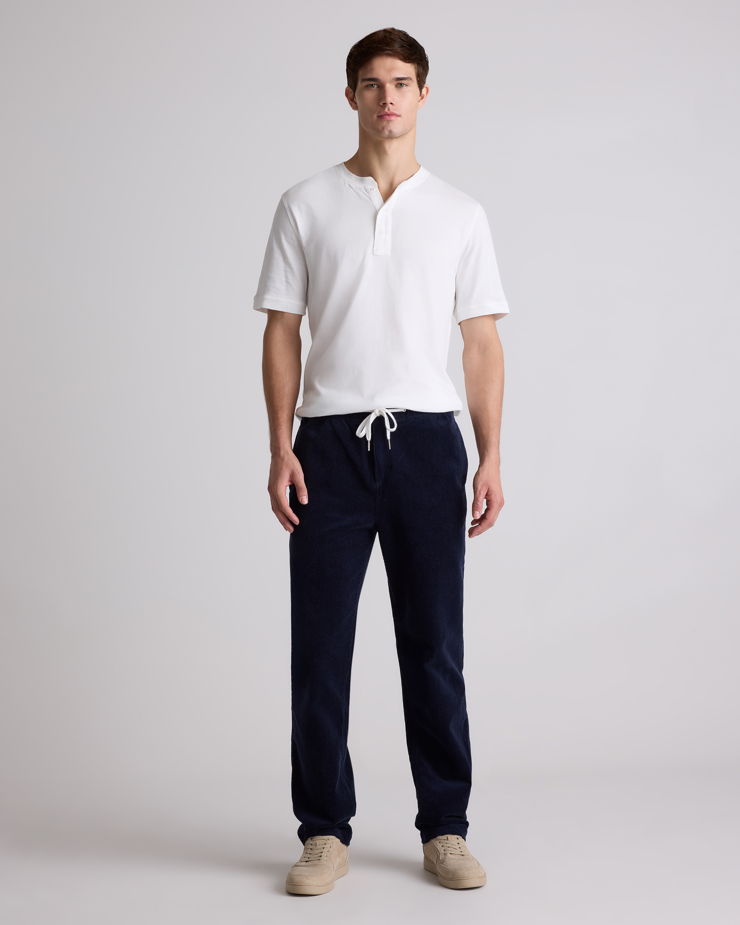 Quince Men's Organic Stretch Corduroy Drawstring Trouser In Deep Navy