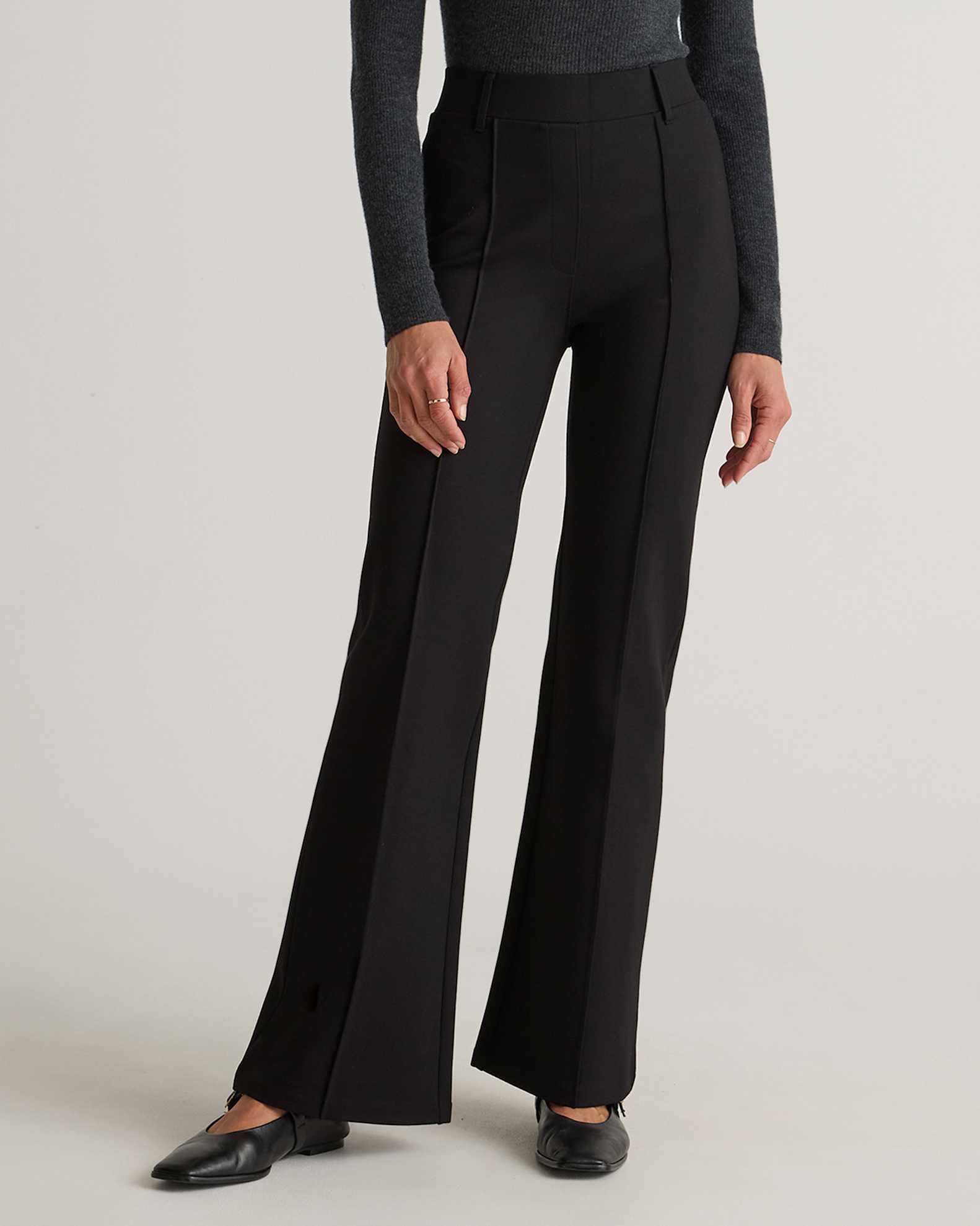 Women's Ultra-Stretch Ponte Flare Leg Pants in Black, Size XS, Rayon by Quince Women's Ultra-Stretch Ponte Flare Leg Pants in Black, Size XS, Rayon by Quince