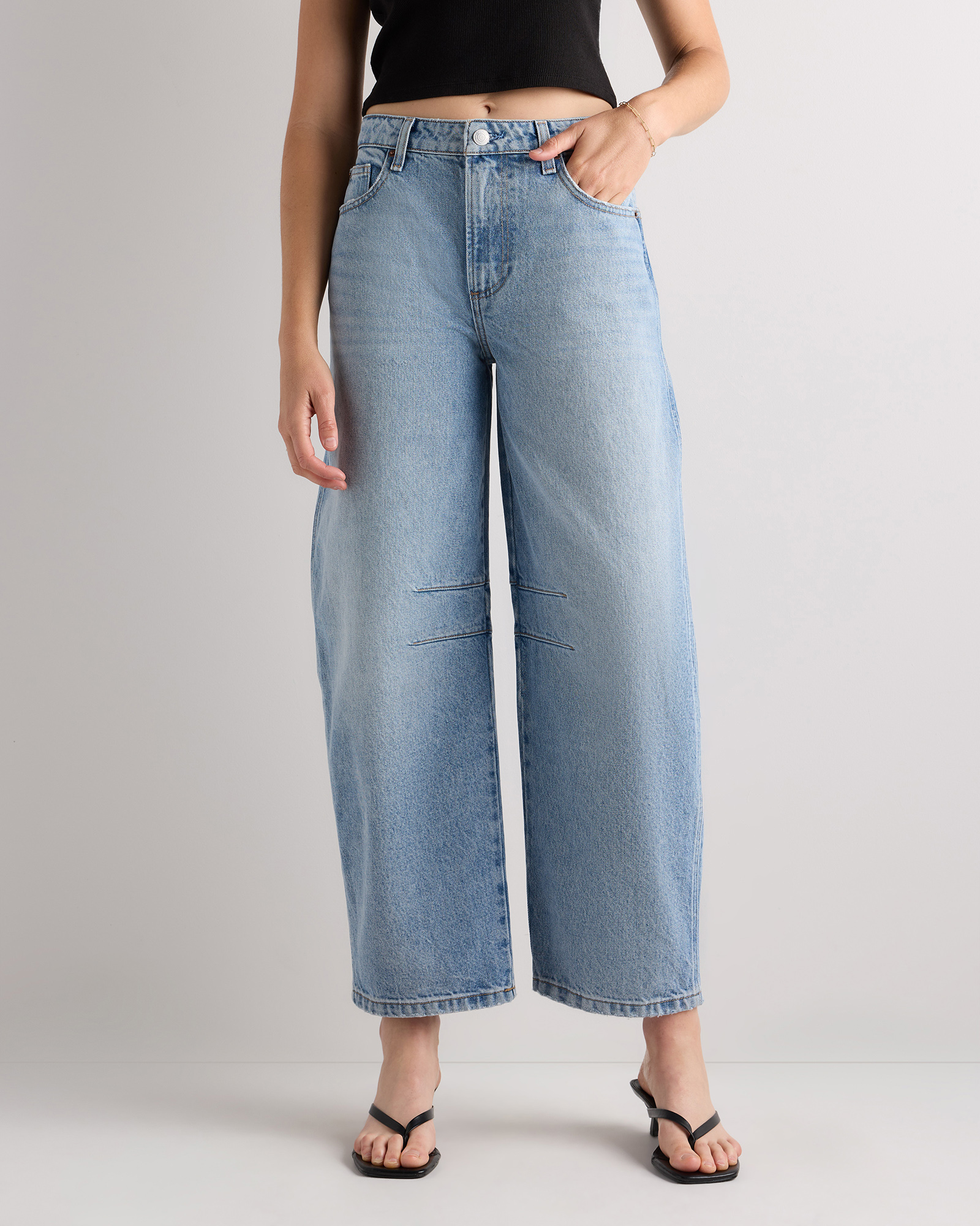 Powder Blue Maya Rigid Darted Barrel Jeans