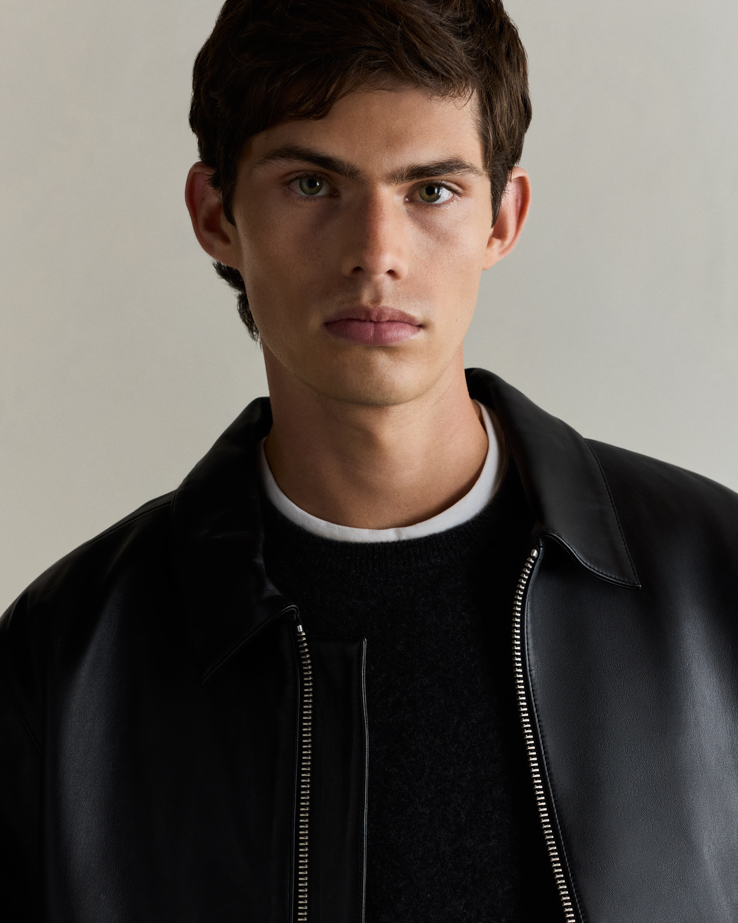 ジャケット・アウター PAIR SLOPE short leather Harrington jkt 100