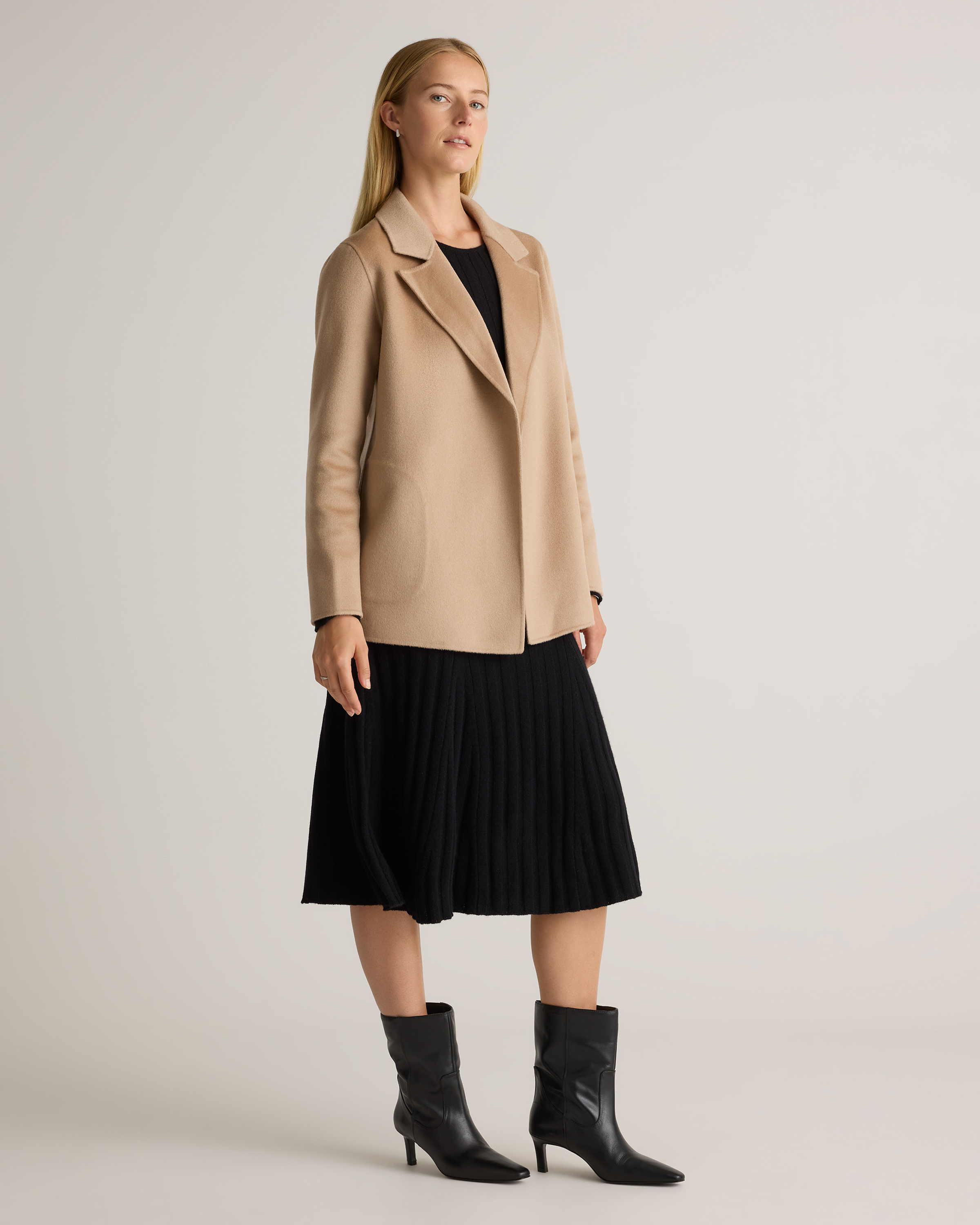 100% Mongolian Cashmere Double-Faced Open Blazer