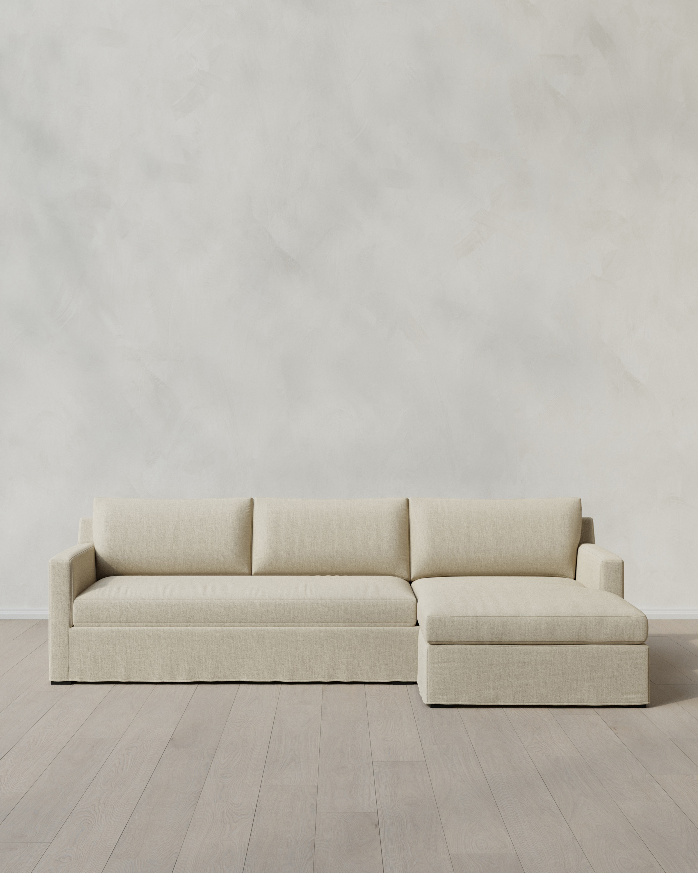 Ellery Slipcover Chaise Sectional 108in Right Arm Performance Linen Blend Sand