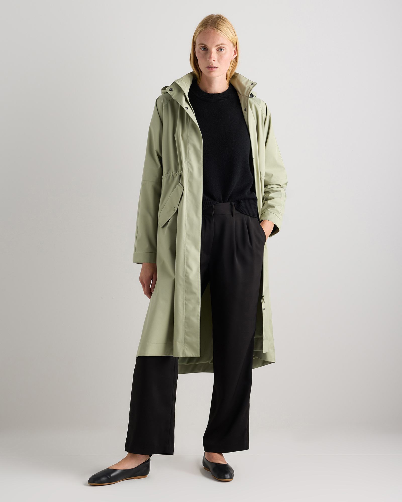 Tea Green Weather Proof Rain Trench Coat