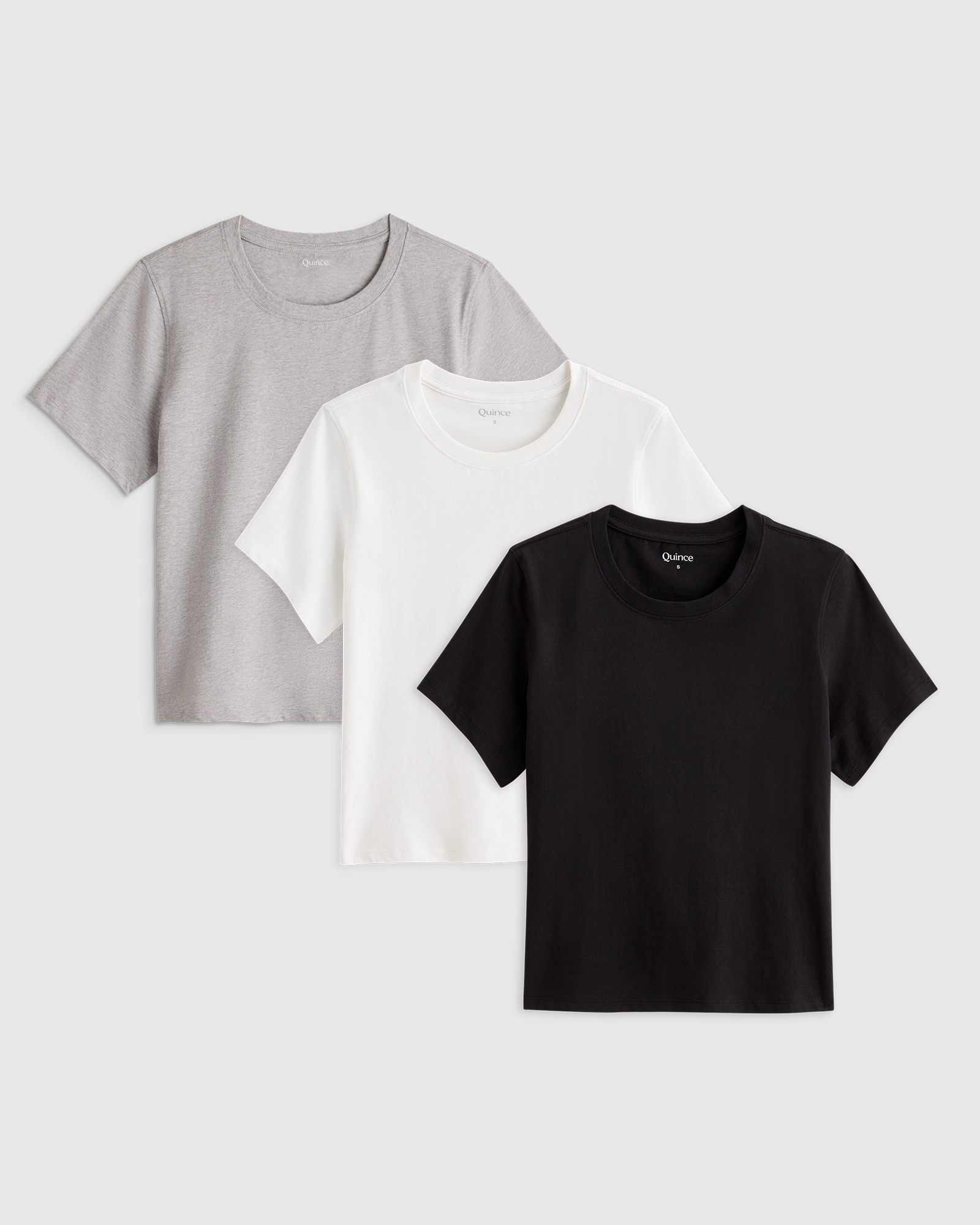 Classic Heather Grey 100% Organic Cotton Boxy Crewneck Tee 3 Pack Bundle