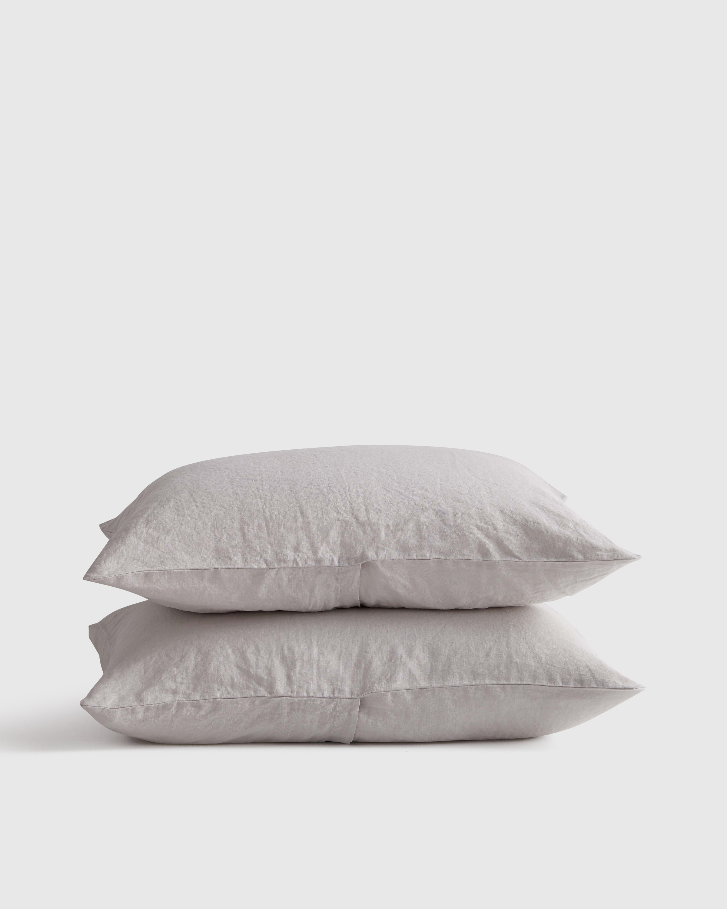 european linen sham set, standard, light grey