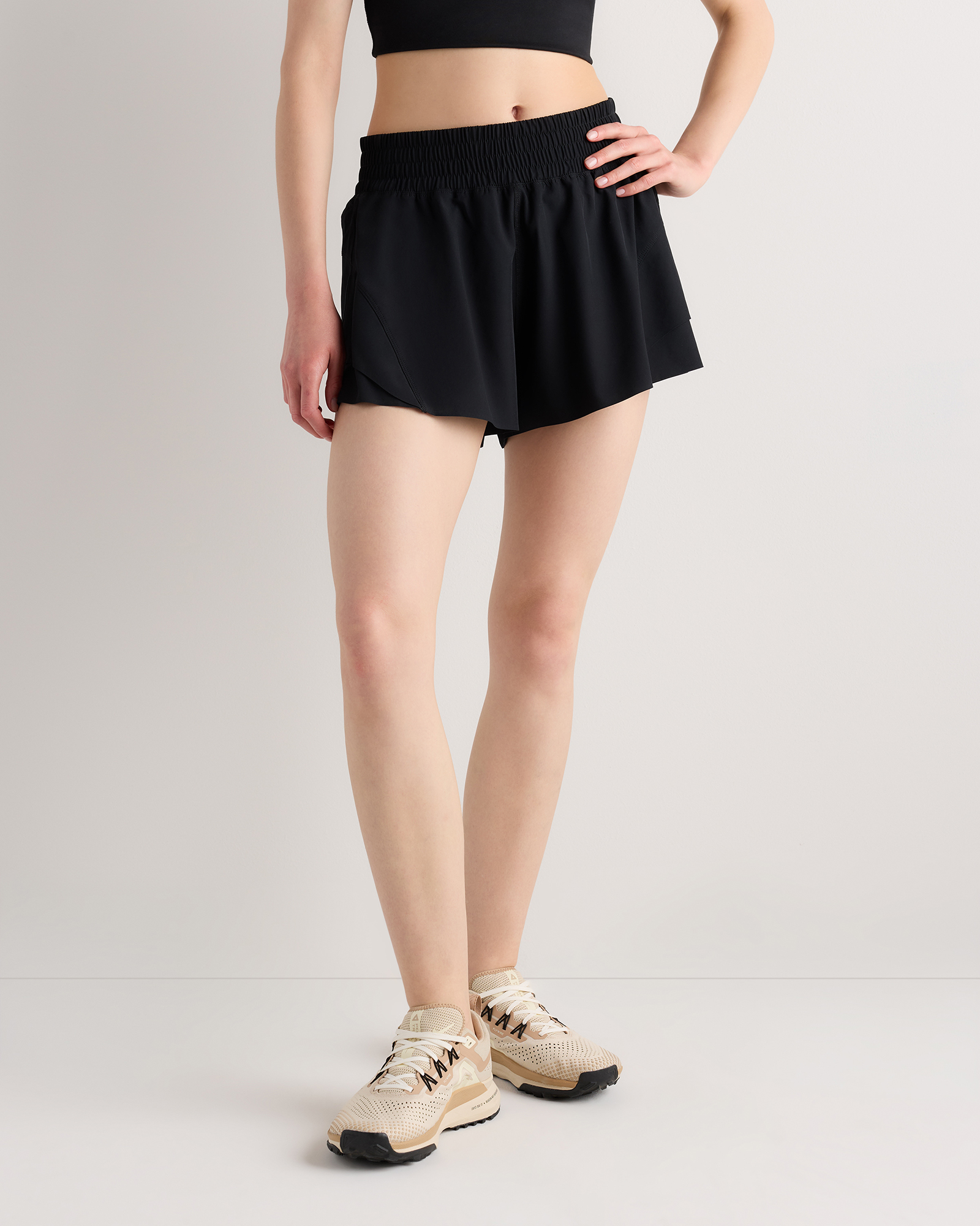 Black High-Rise Glide Running Shorts