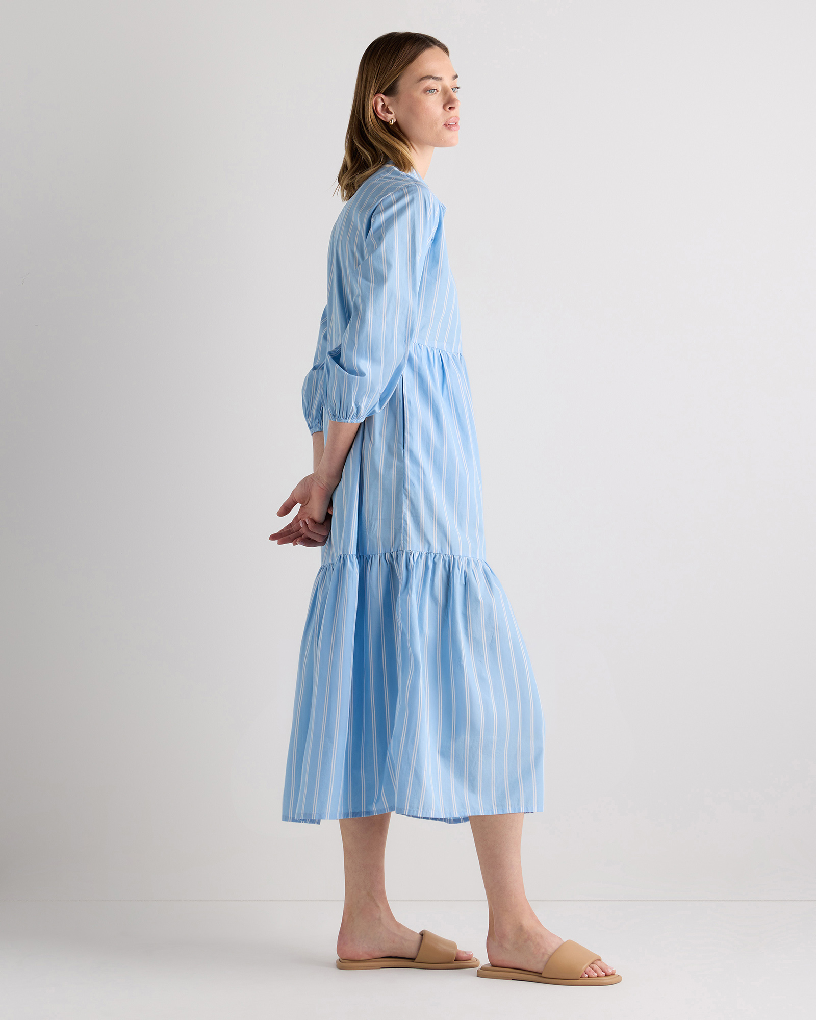 knee length dresses for ladies Nana Gotti Isla Peach Aysmmetric Tunic Midi Dress main image 0