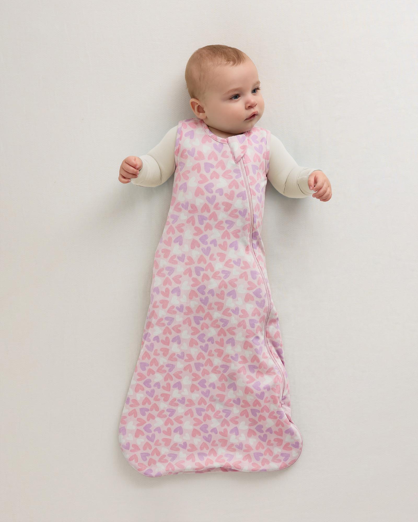 Lavender Hearts Bamboo Sleep Bag 0.5 TOG