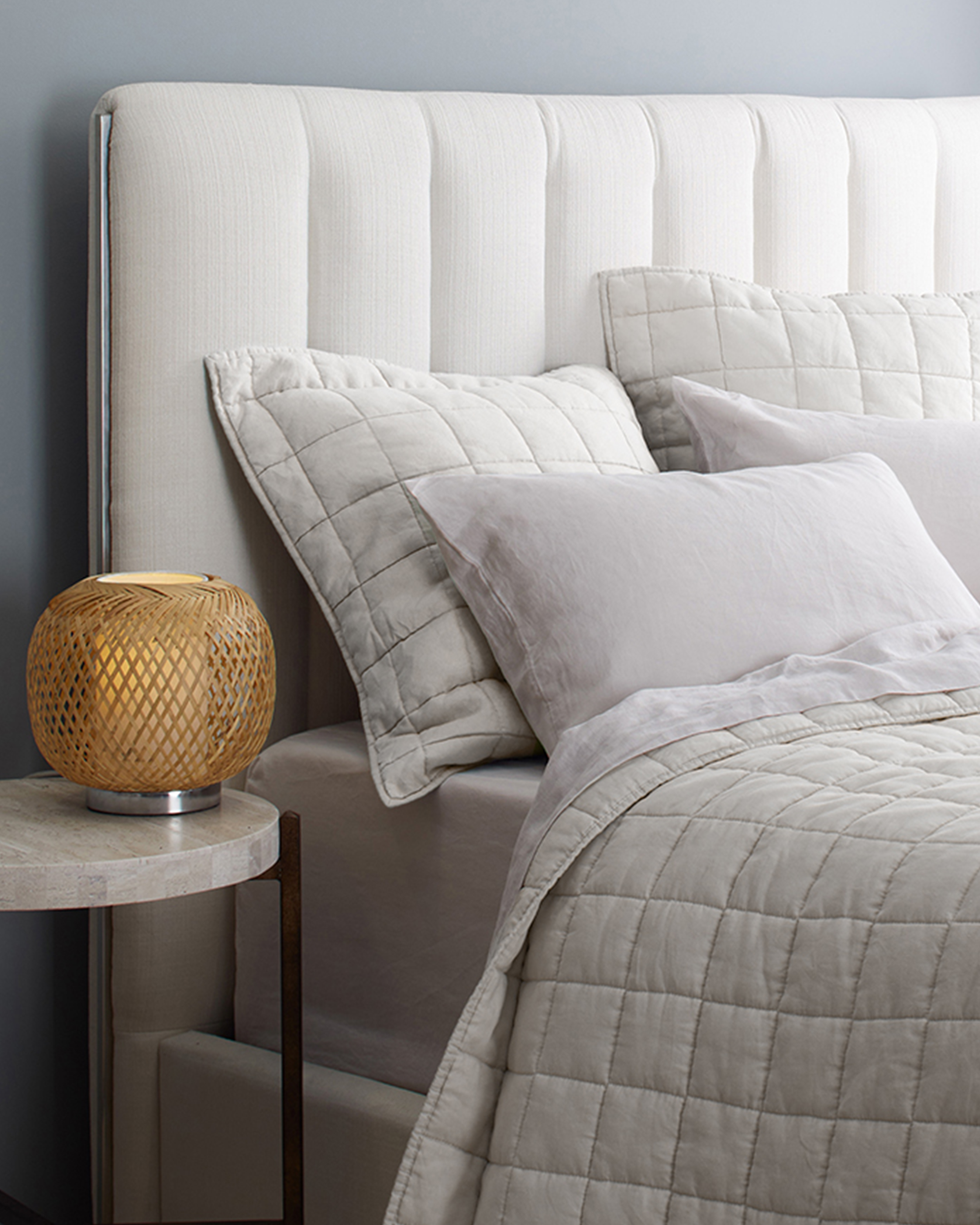Sand European Linen Box Quilted Square Pillowcase