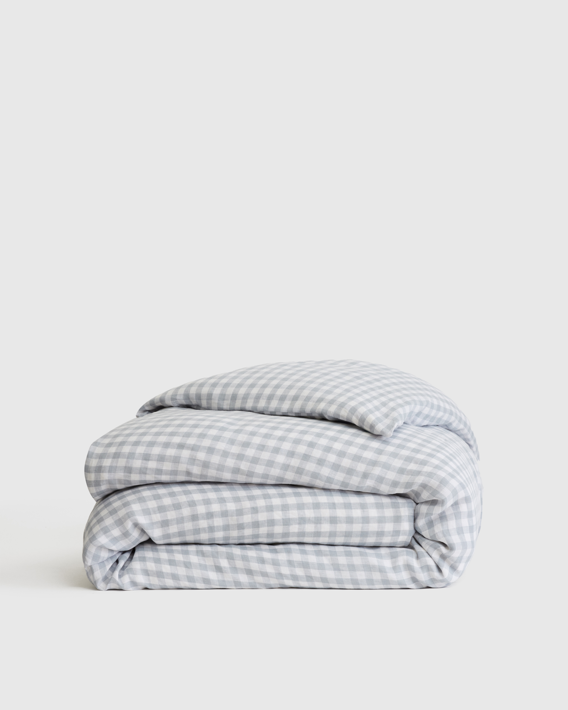 Blue Fog Gingham King sized European Linen Duvet Cover