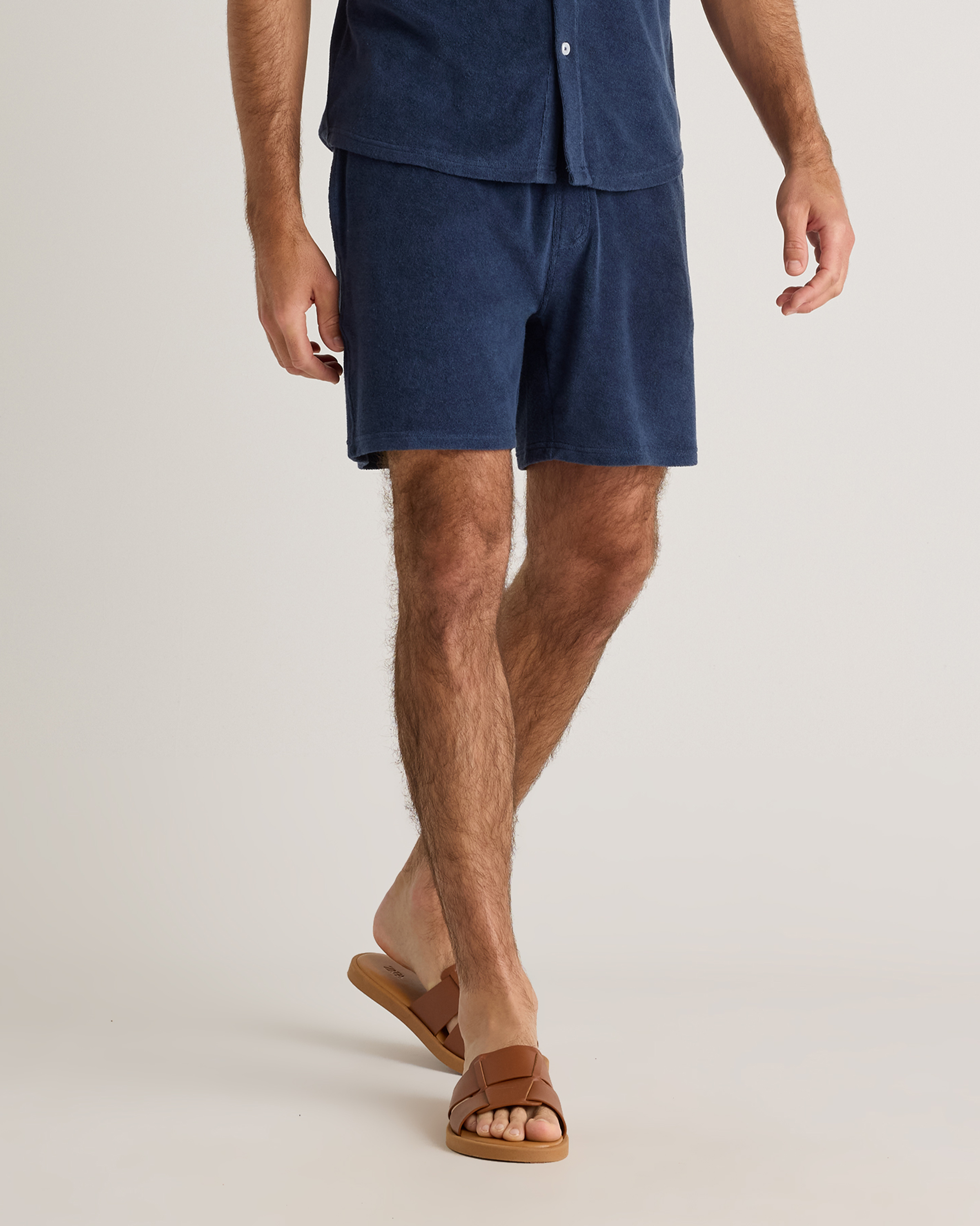Deep Navy 100% Organic Cotton Terry Towel Shorts - 6.5"