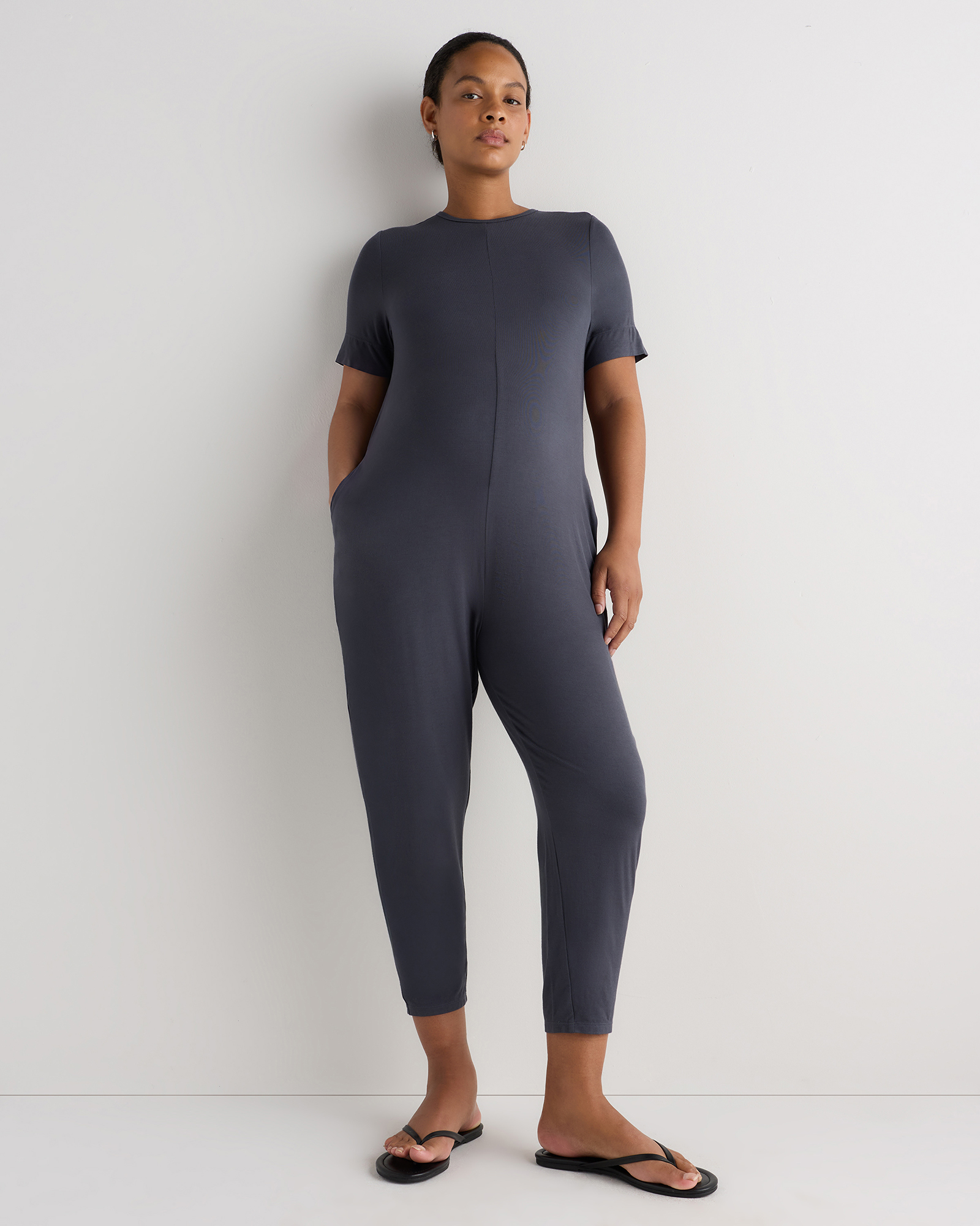 Graphite Bamboo Jersey Maternity Everyday Jumpsuit