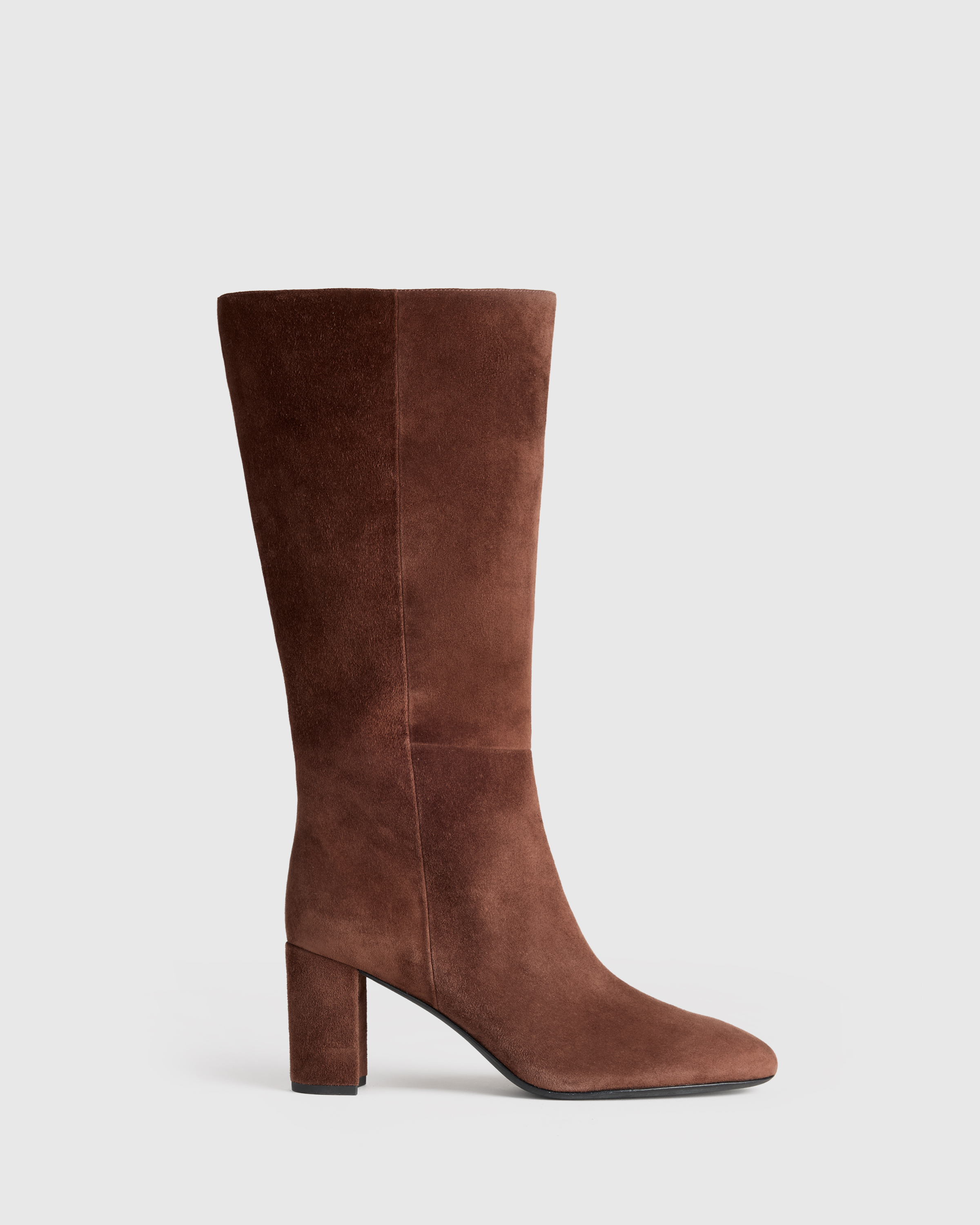 Espresso Brown Italian Suede Block Heel Boots
