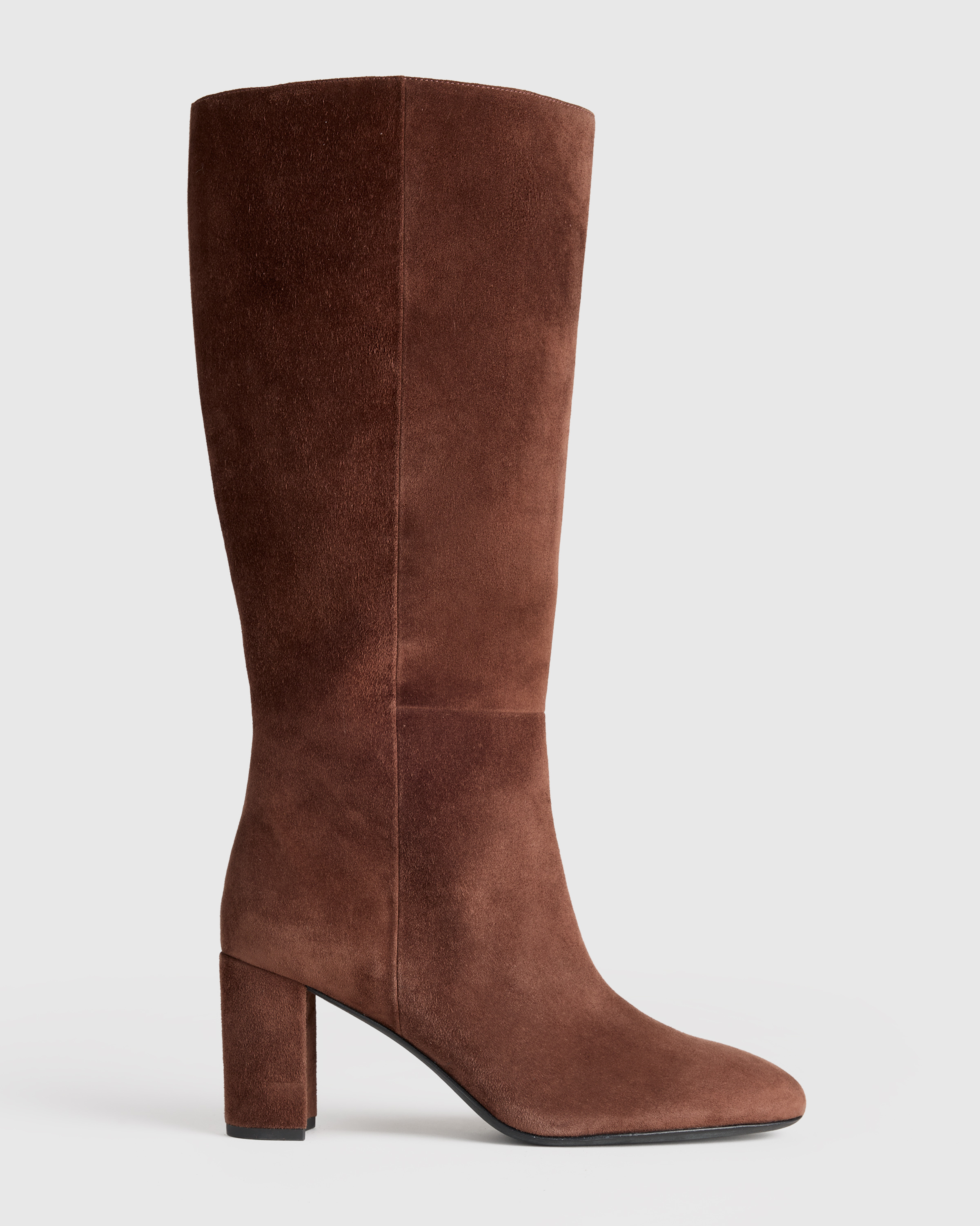Espresso Brown Italian Suede Block Heel Boots