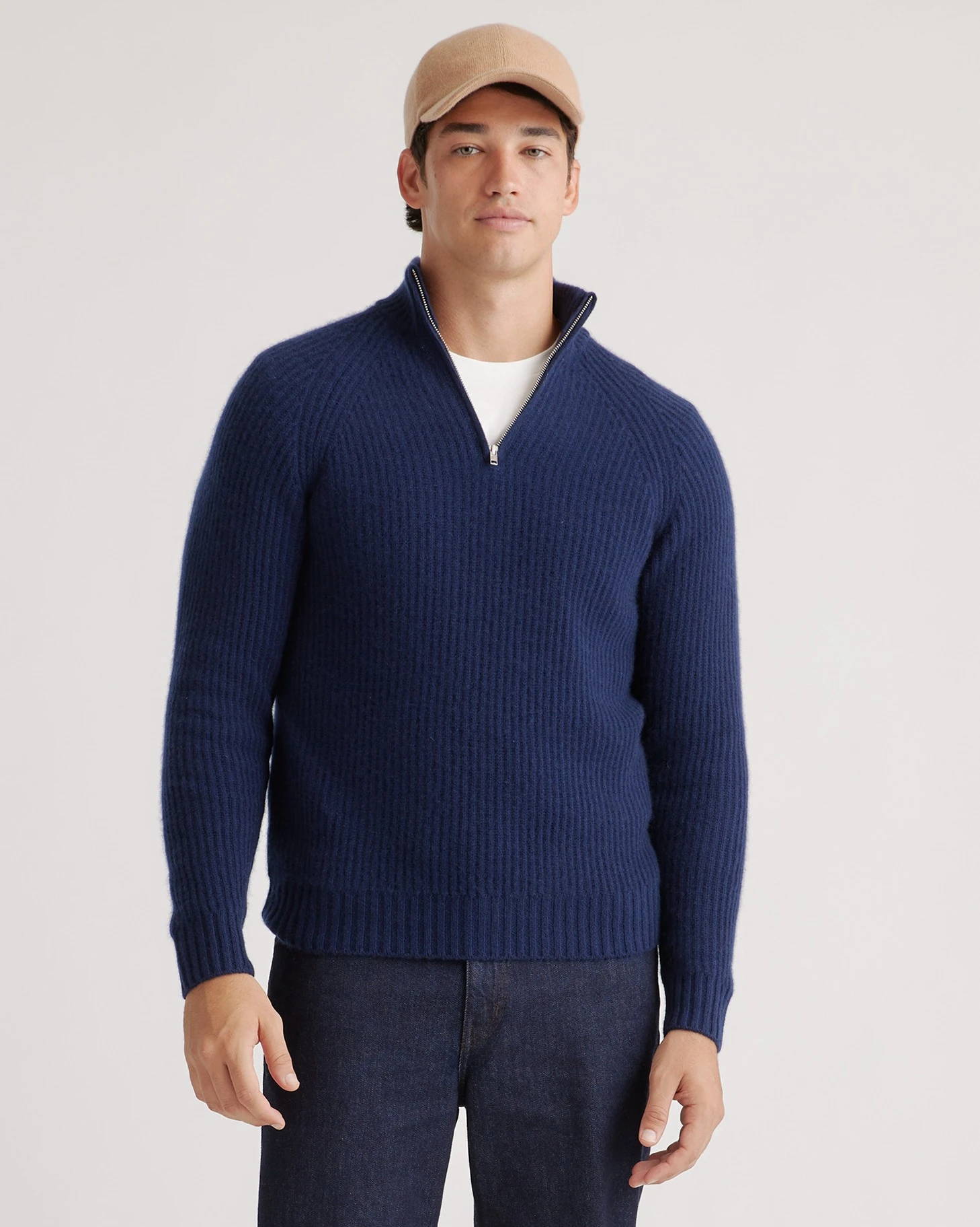 Mongolian Spring Cashmere Fisherman Quarter Zip Sweater