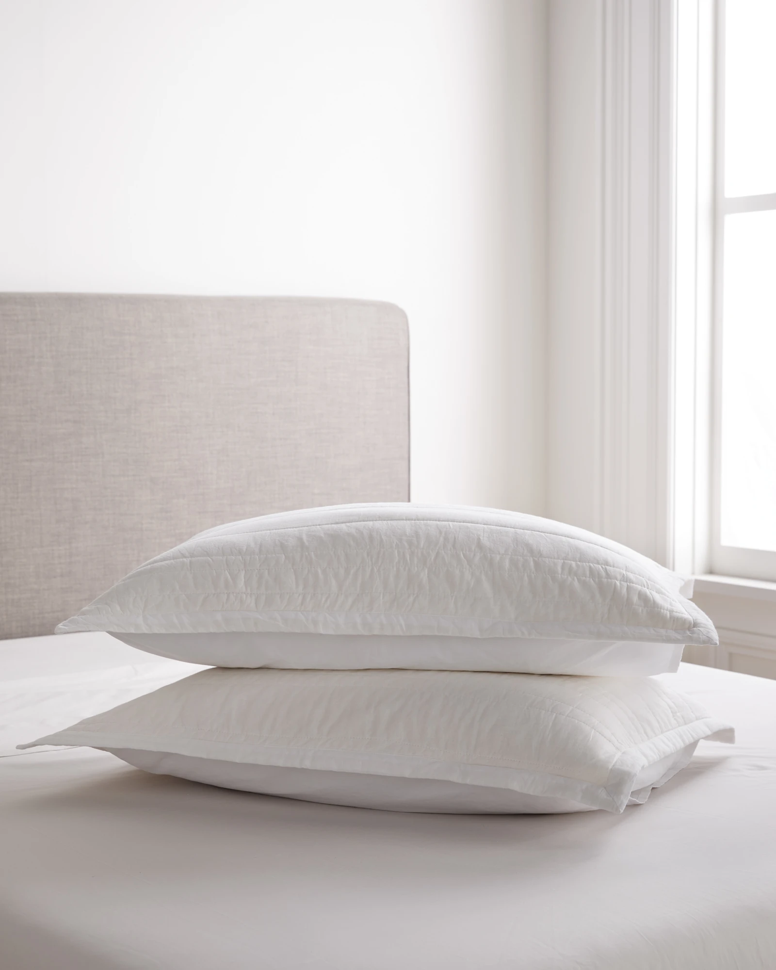 100% Organic Cotton Stripe Stitch Quilted Sham Set