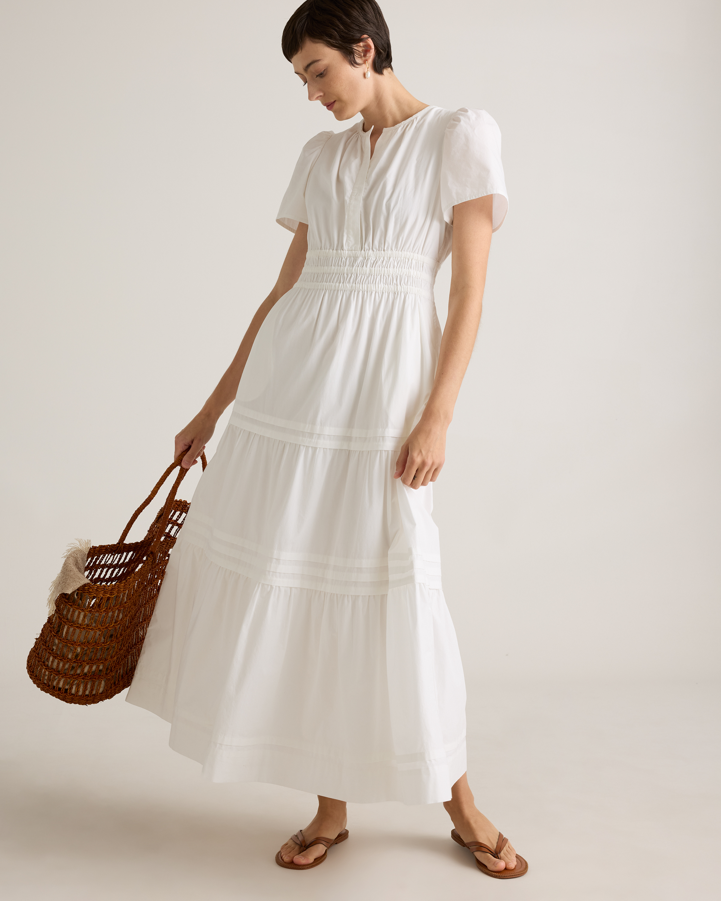 chinese dress ladies Ivory Eyelet Tiered Maxi Dress main image 1