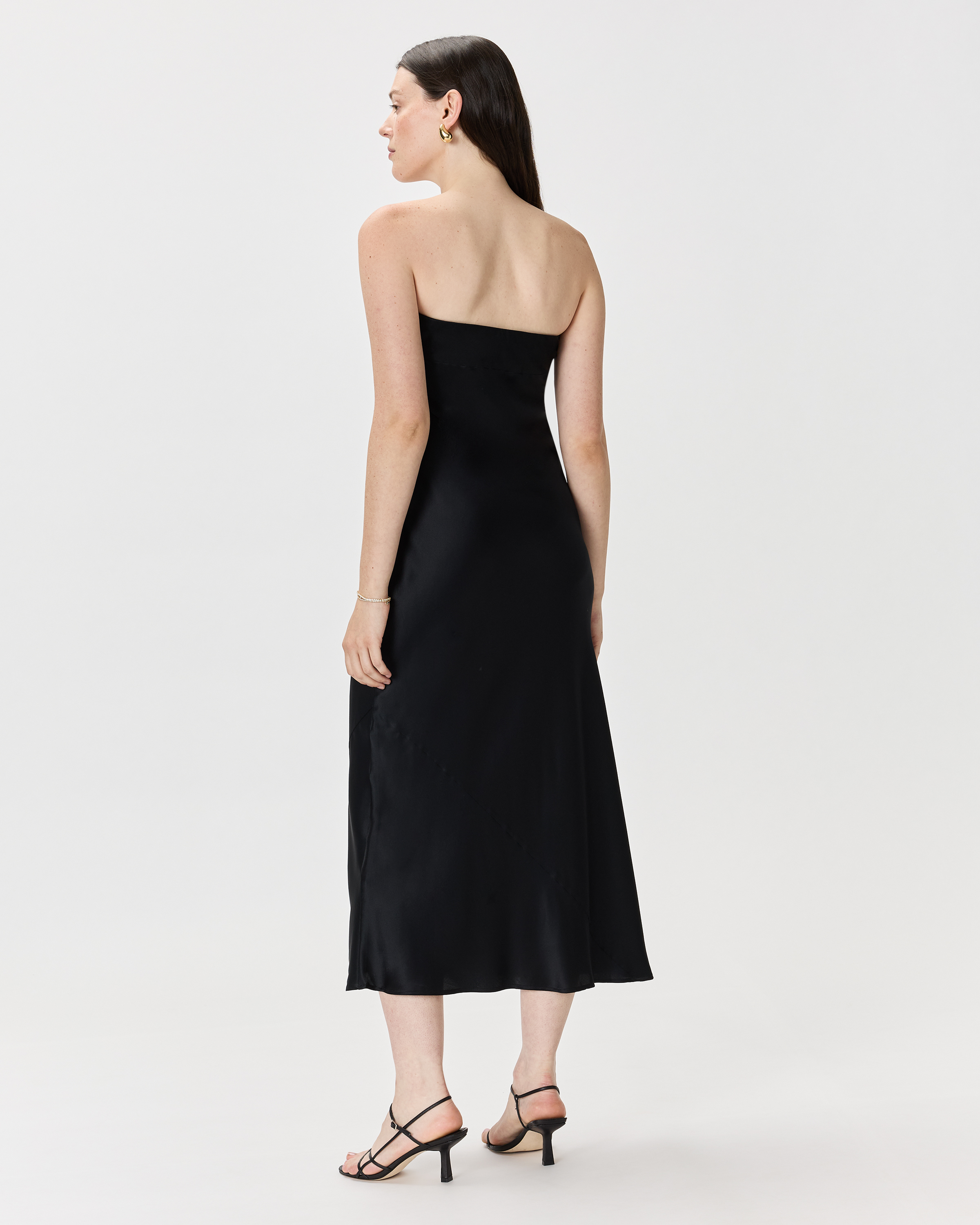 quince strapless silk dress Women's Strapless Midi Dress in Hot Fudge, Size Large, Mulberry Silk by Quince