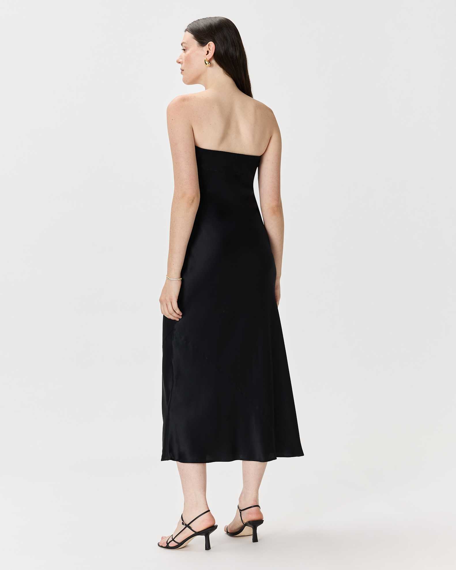 quince strapless silk dress Women's Strapless Midi Dress in Hot Fudge, Size Large, Mulberry Silk by Quince