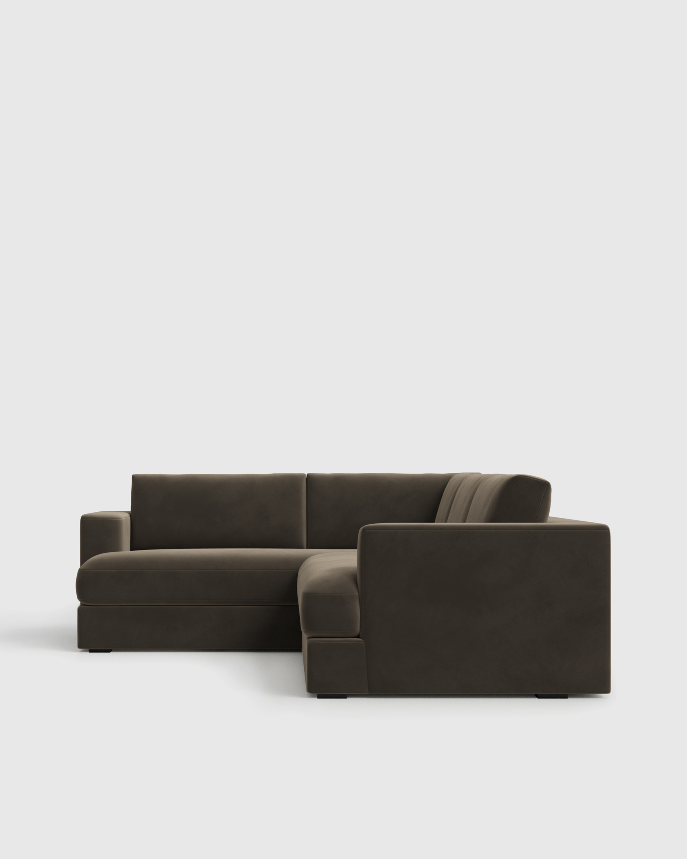 Sierra Performance Velvet Curved Arm L Sectional