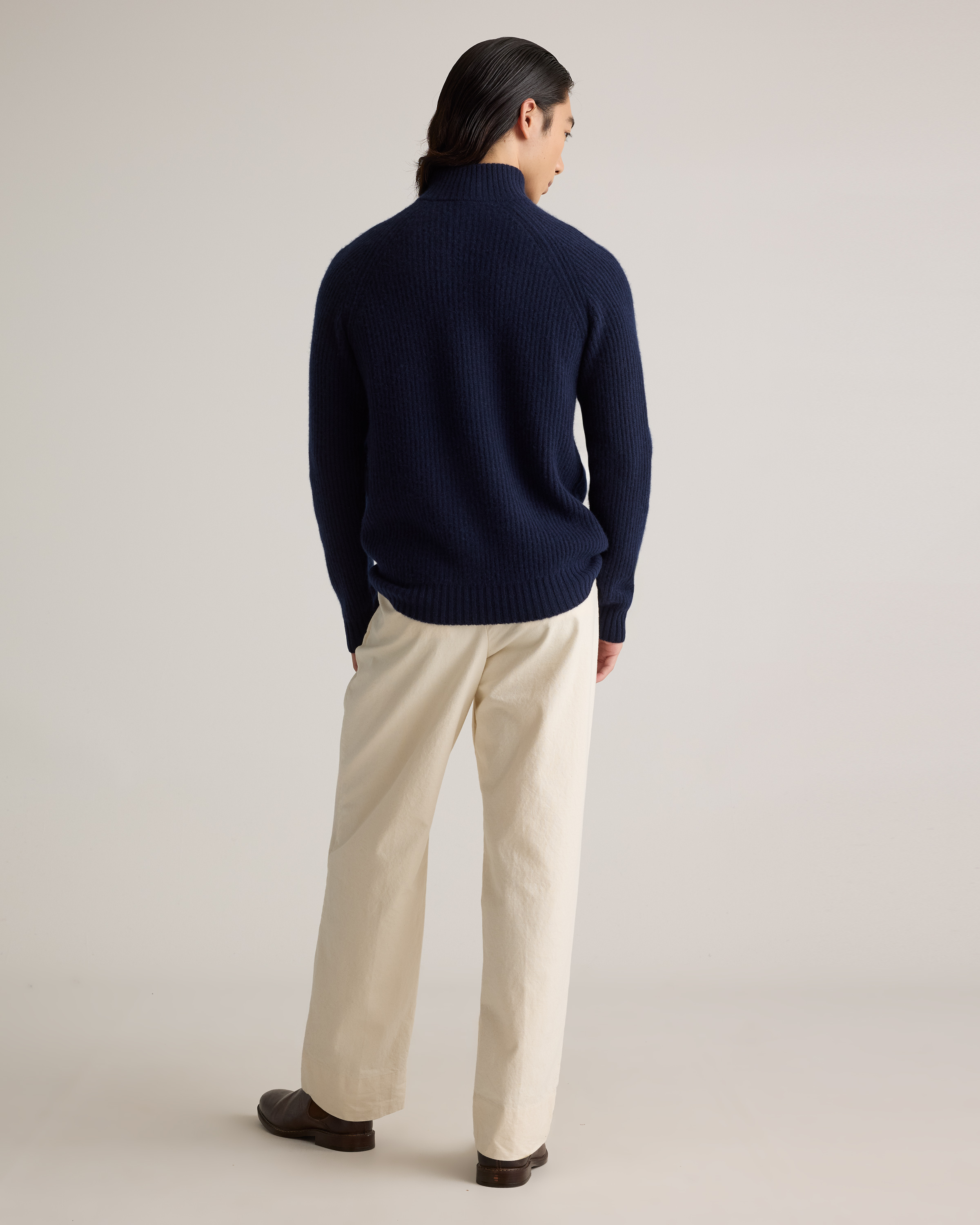 トップス 25AW cash&barba Mongolian Cashmere POLO Mongolian Cashmere Fisherman Quarter Zip Sweater in True Navy