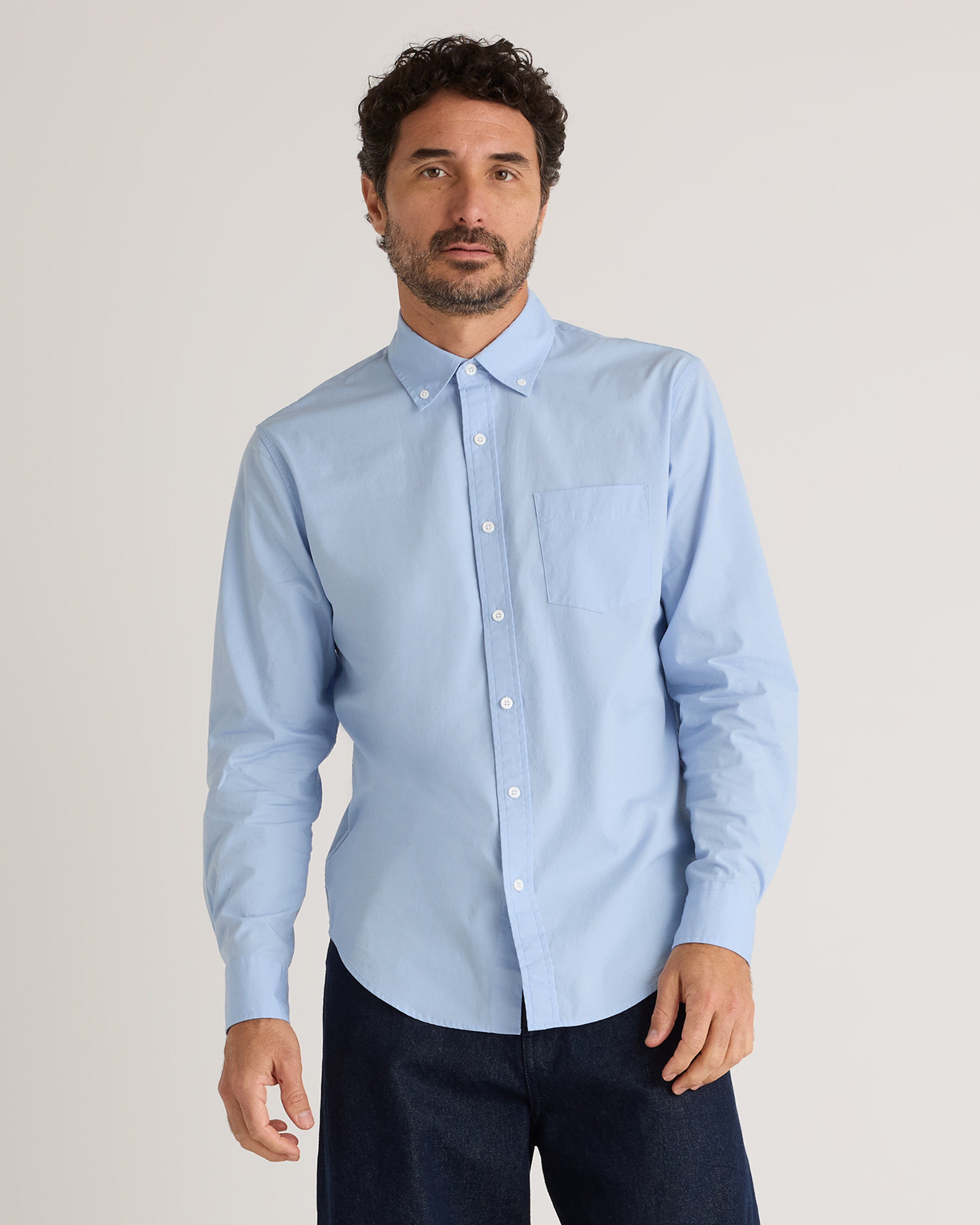 Light Blue Organic Cotton Stretch Poplin Shirt