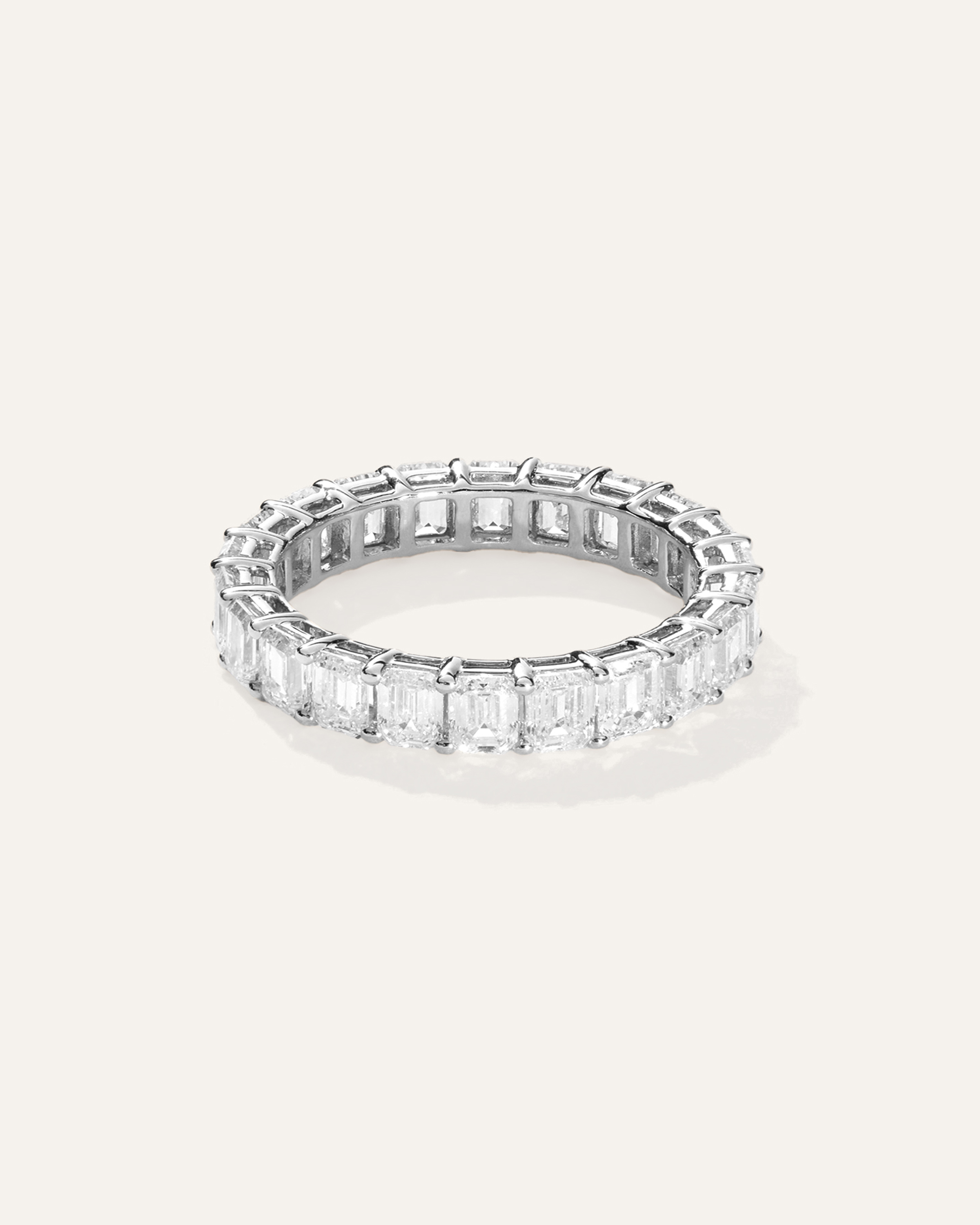 White Gold Lab Grown Diamond Emerald Eternity Band