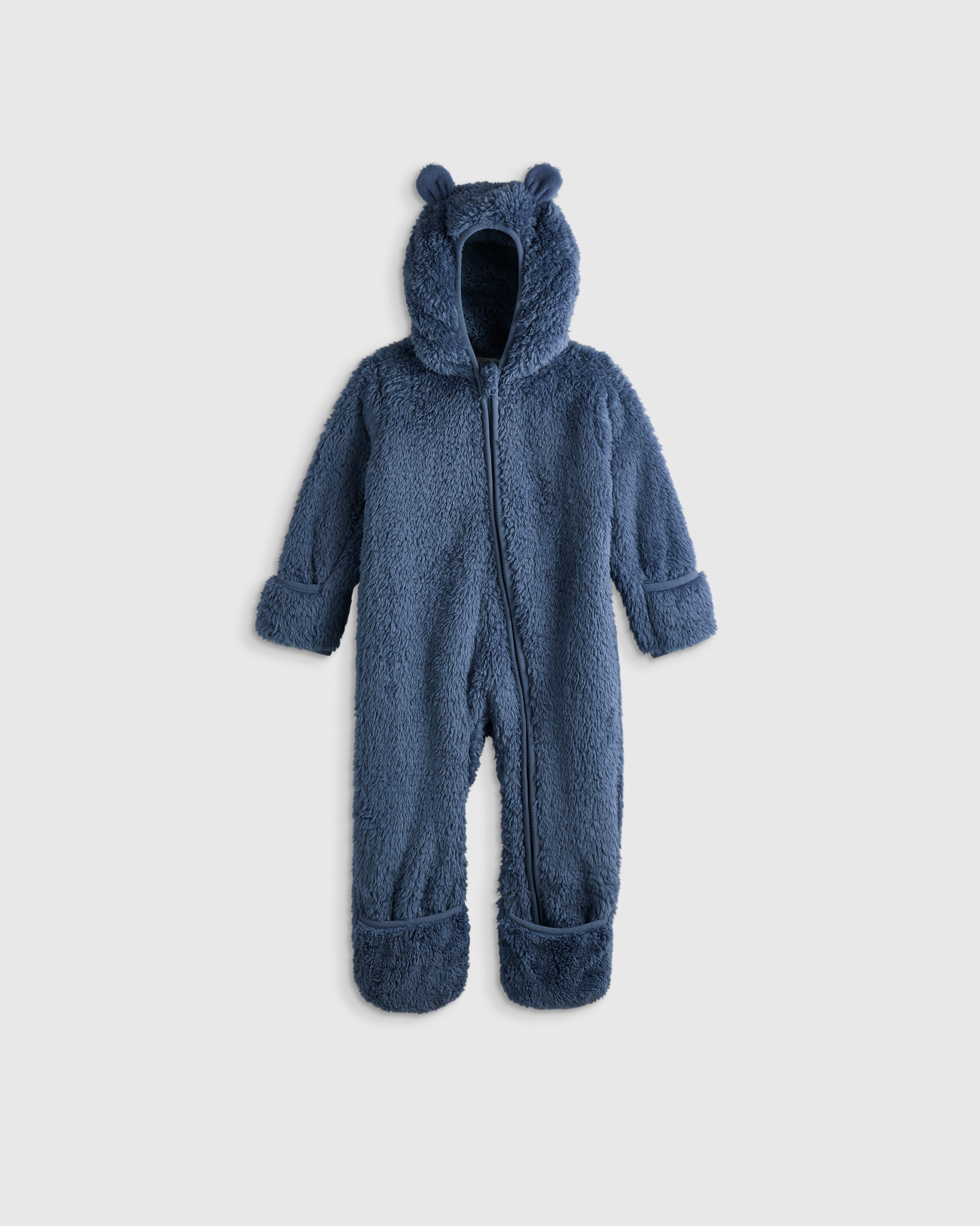 Vintage Blue Recycled Sherpa Fleece Baby Bear Bunting