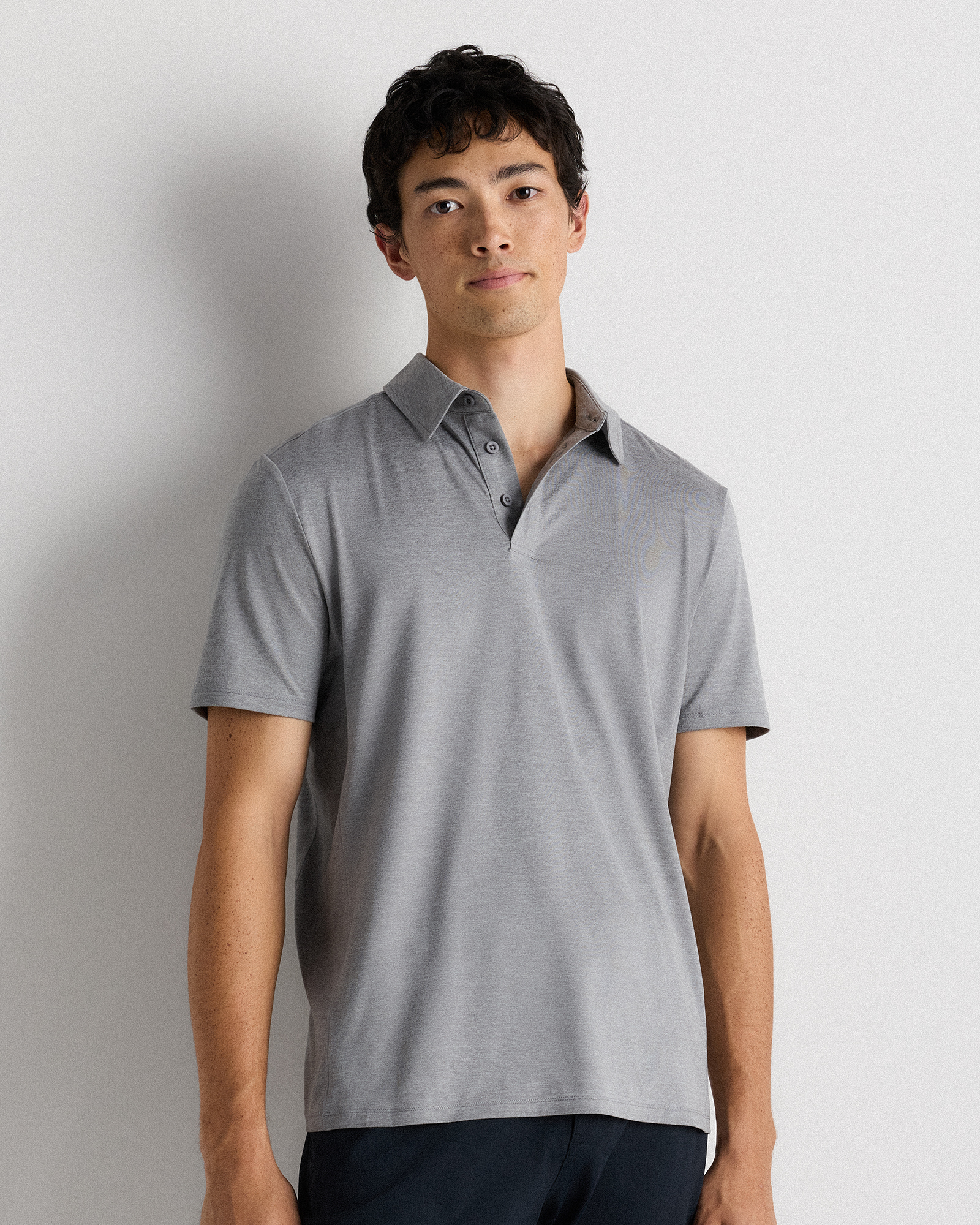 Heather Grey Flowknit Breeze Performance Polo