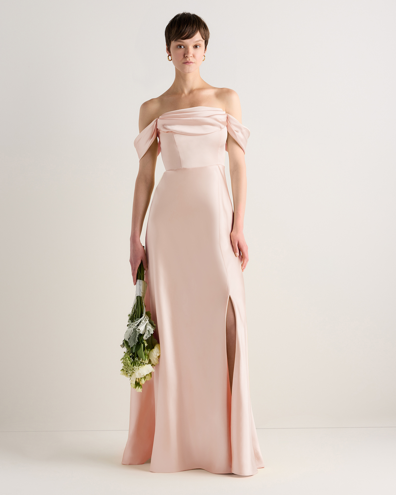Pale Blush Pink Aurora Stretch Satin Convertible Dress