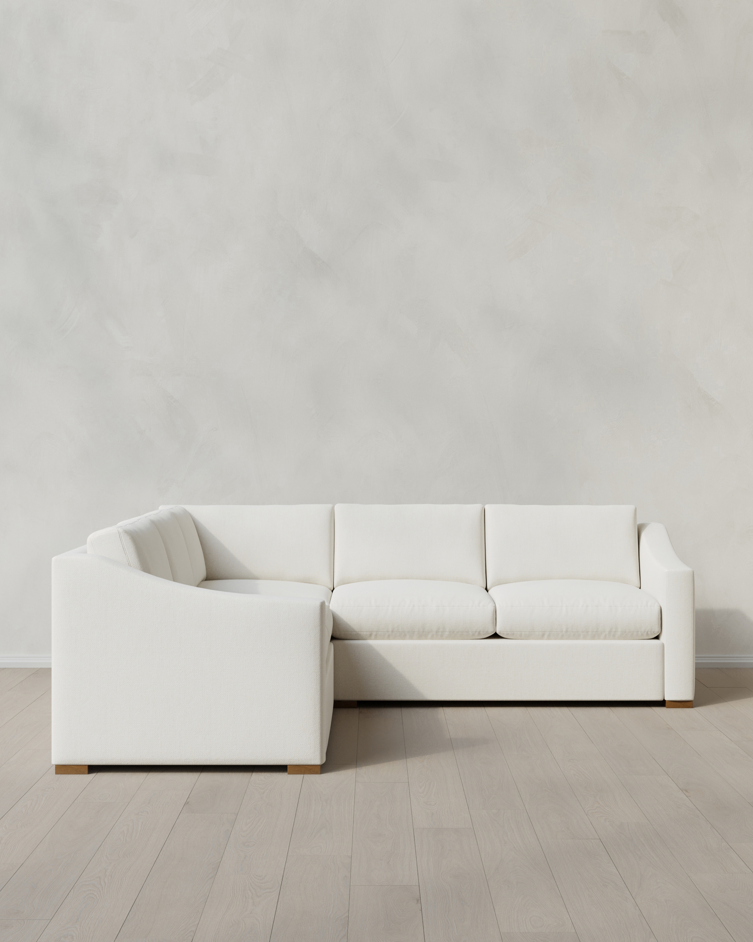 Marshmallow Hollis Slope Arm L Sectional in Performance Chenille Linen Blend