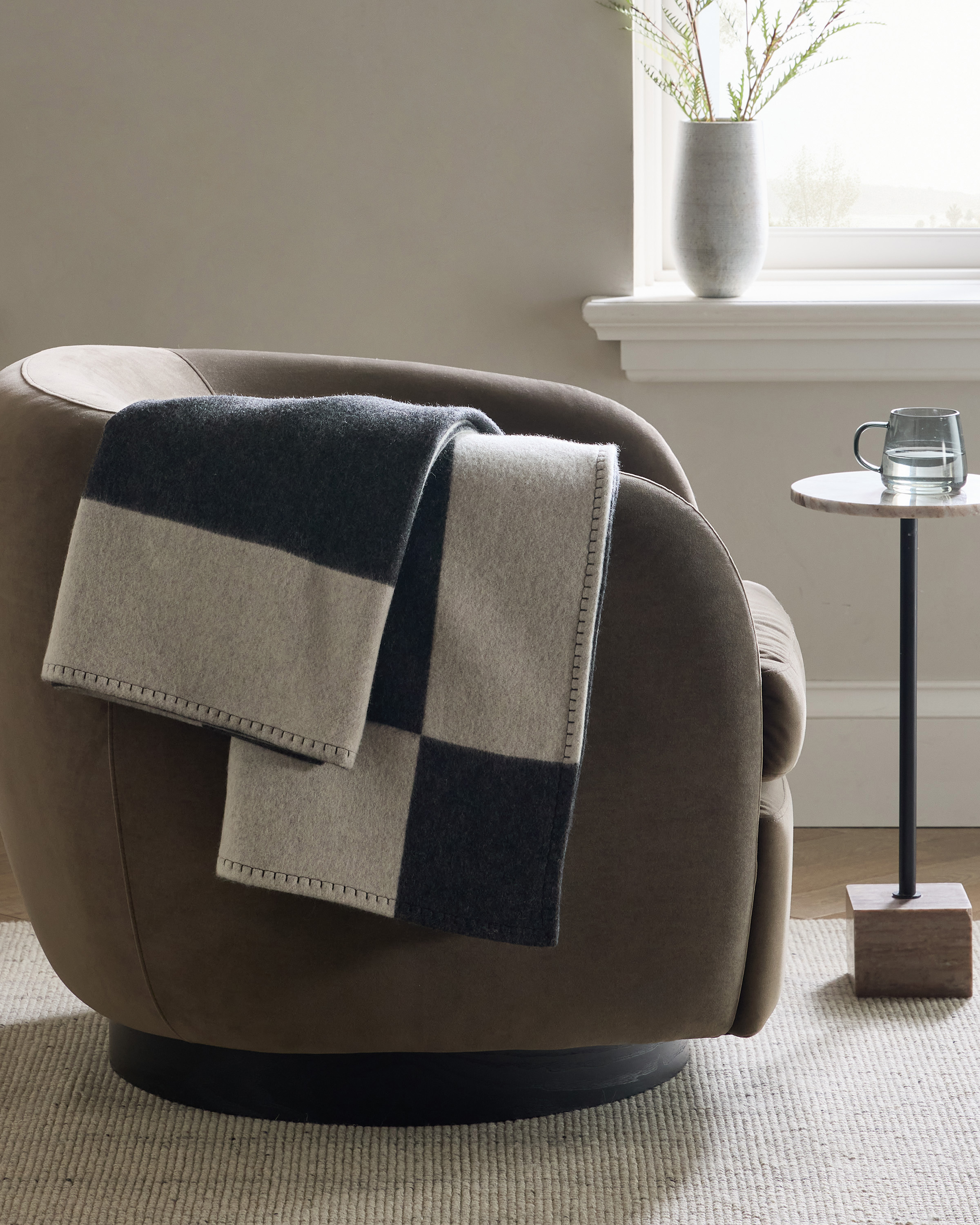 Merino Wool & Cashmere Luxury Throw - Charcoal