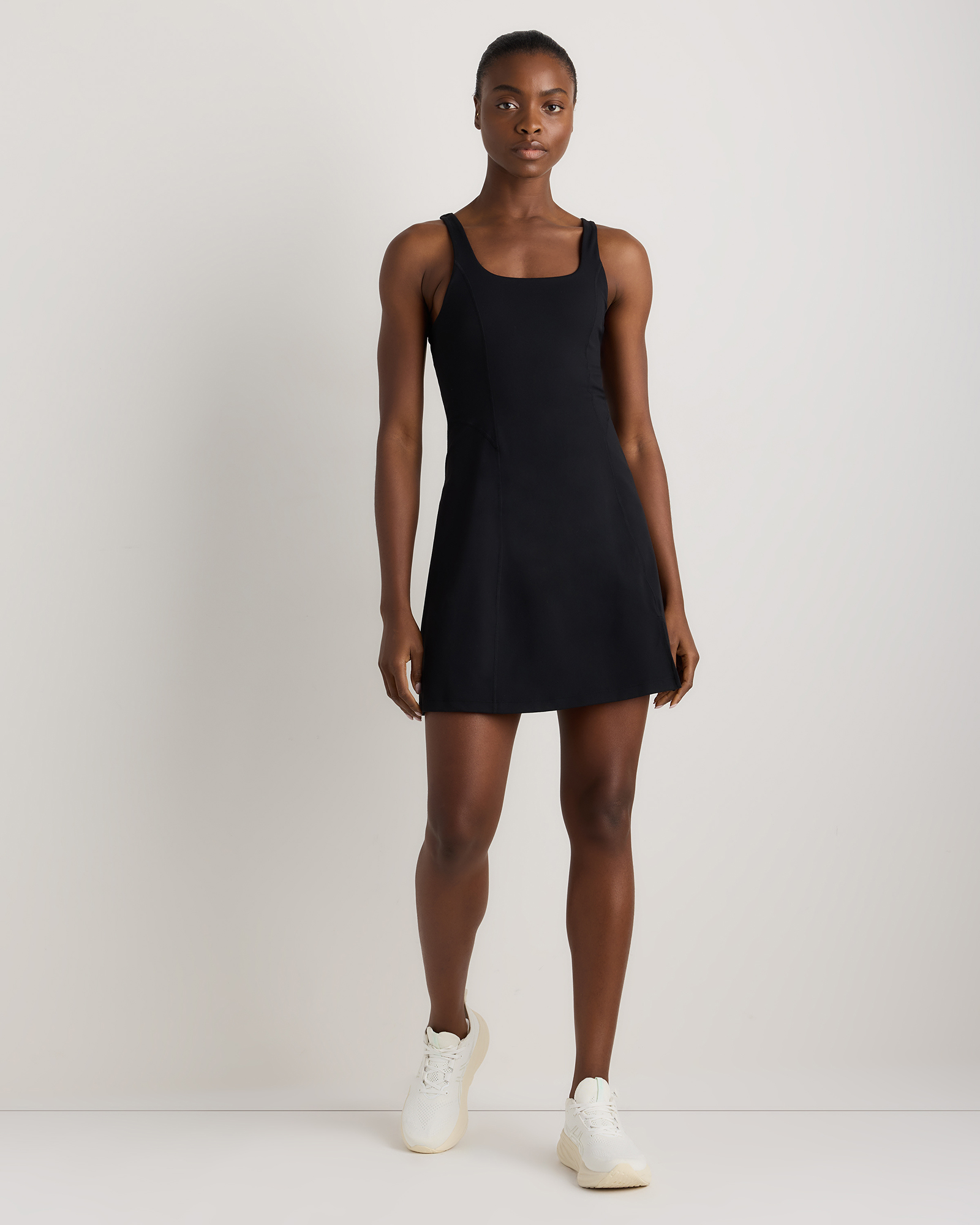 Black Power-Up Square Neck Dress