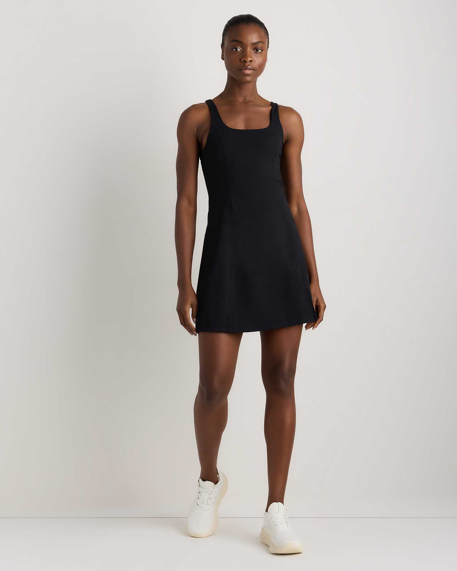 Women's Power-Up Square Neck Dress in Black, Size XL, Nylon by Quince Women's Power-Up Square Neck Dress in Black, Size XL, Nylon by Quince