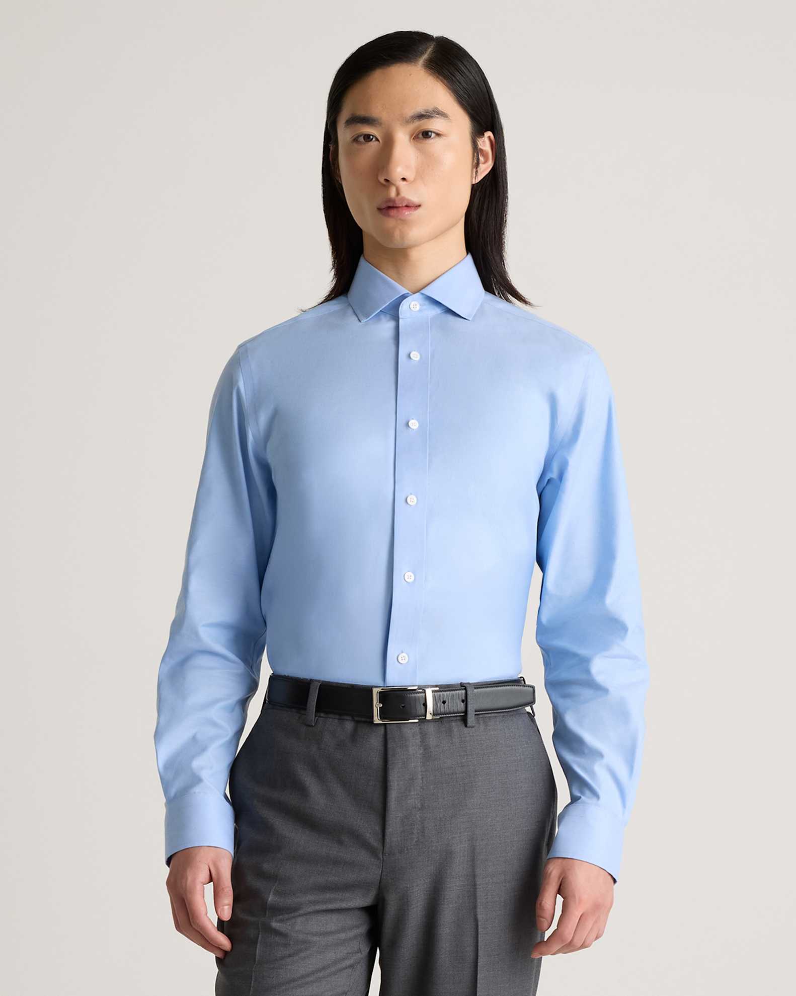sky blue mens dress shirt Men's Dress Shirts Without Pocket Long Sleeve Standard-Fit Classic Office Easy-Care Shirt Sea Blue at Amazon Men's Clothing store