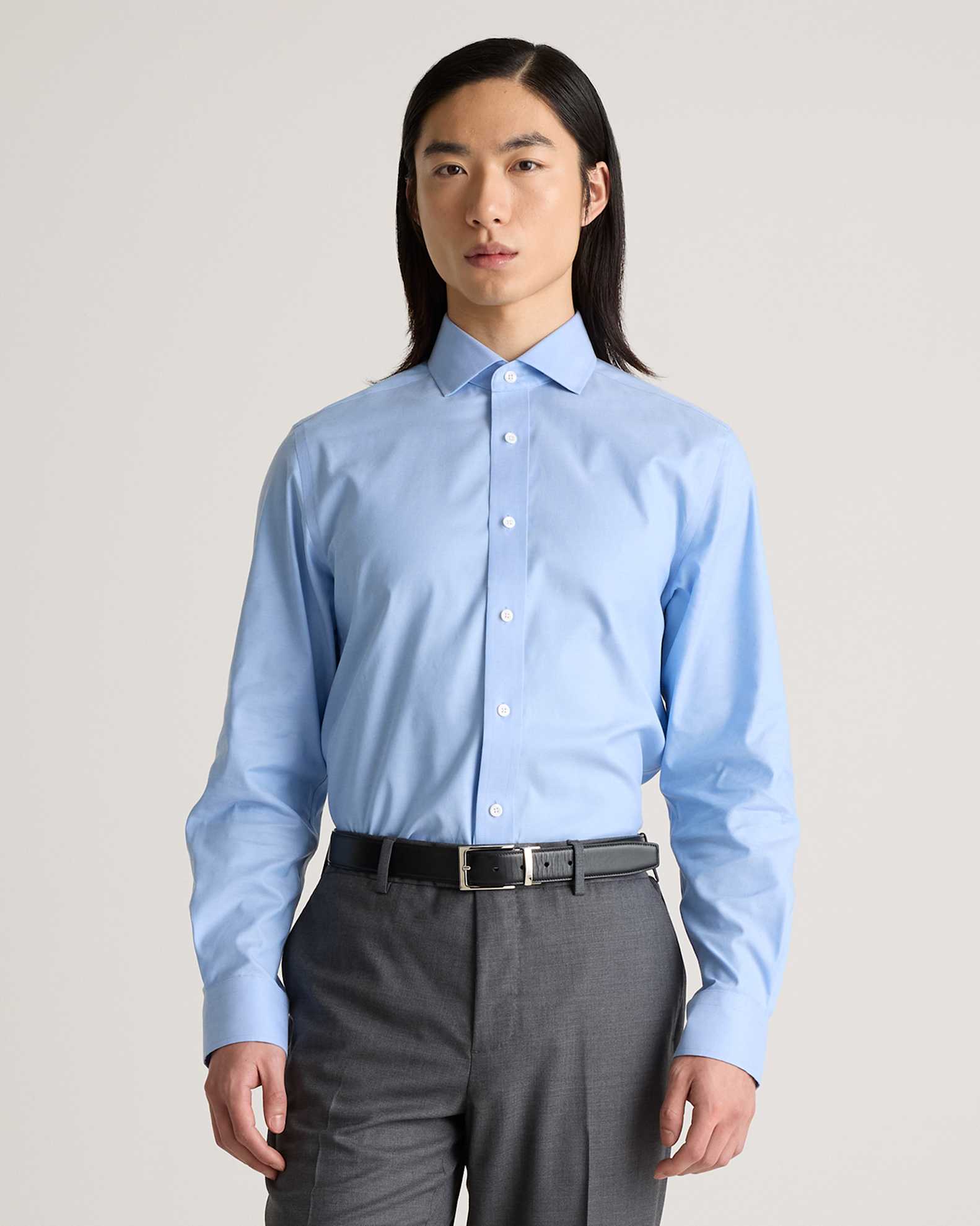 Men's Organic Cotton Stretch Royal Oxford Dress Shirt in Sky Blue Men's Organic Cotton Stretch Royal Oxford Dress Shirt in Sky Blue