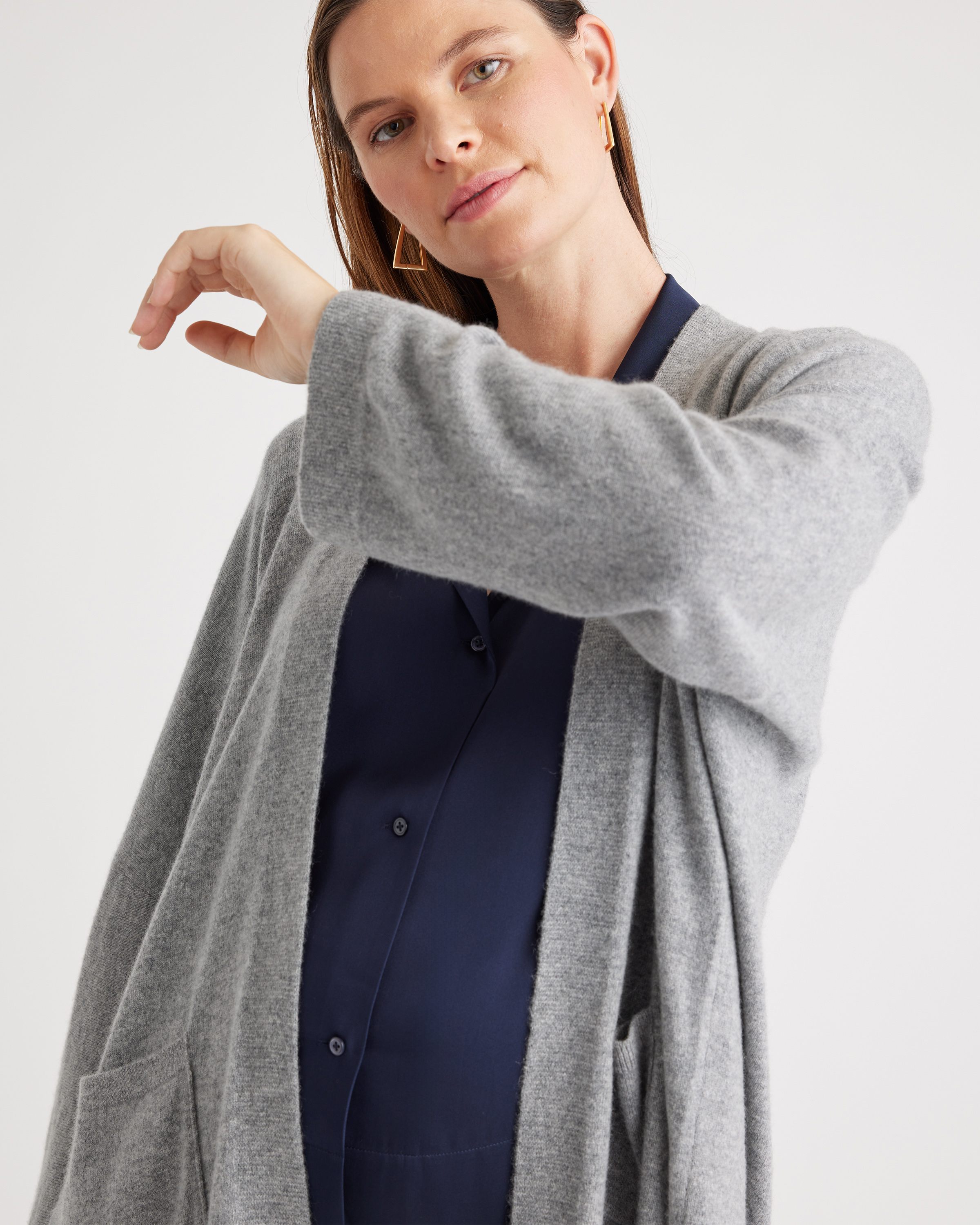 Mongolian Cashmere Maternity Nursing Cocoon Cardigan