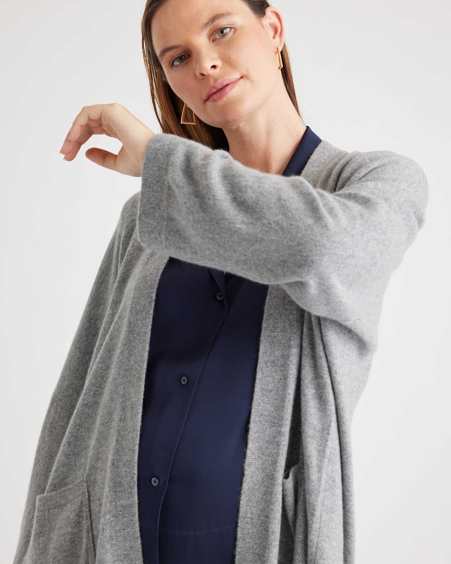 Mongolian Cashmere Maternity Nursing Cocoon Cardigan
