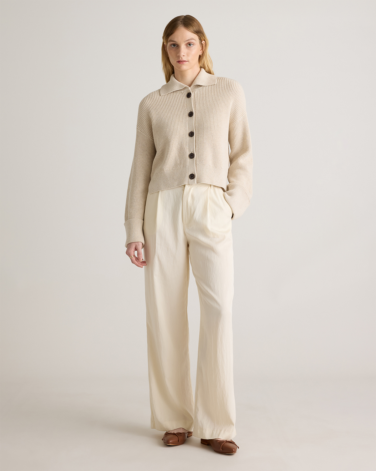 100% Organic Cotton Fisherman Collared Cardigan