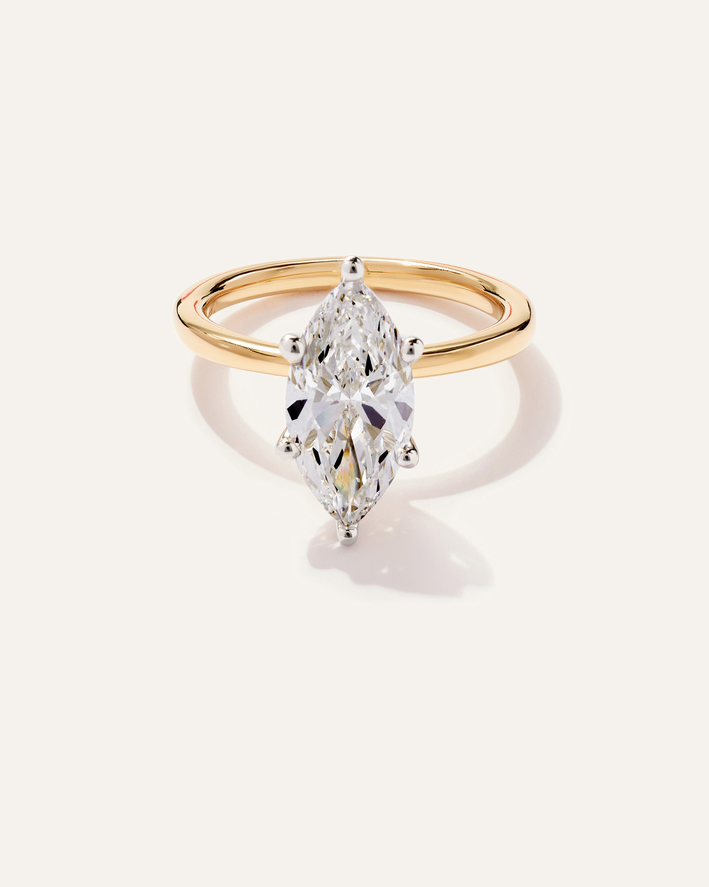 Yellow Gold Lab Grown Diamond Marquise Comfort Fit Engagement Ring - 3ct